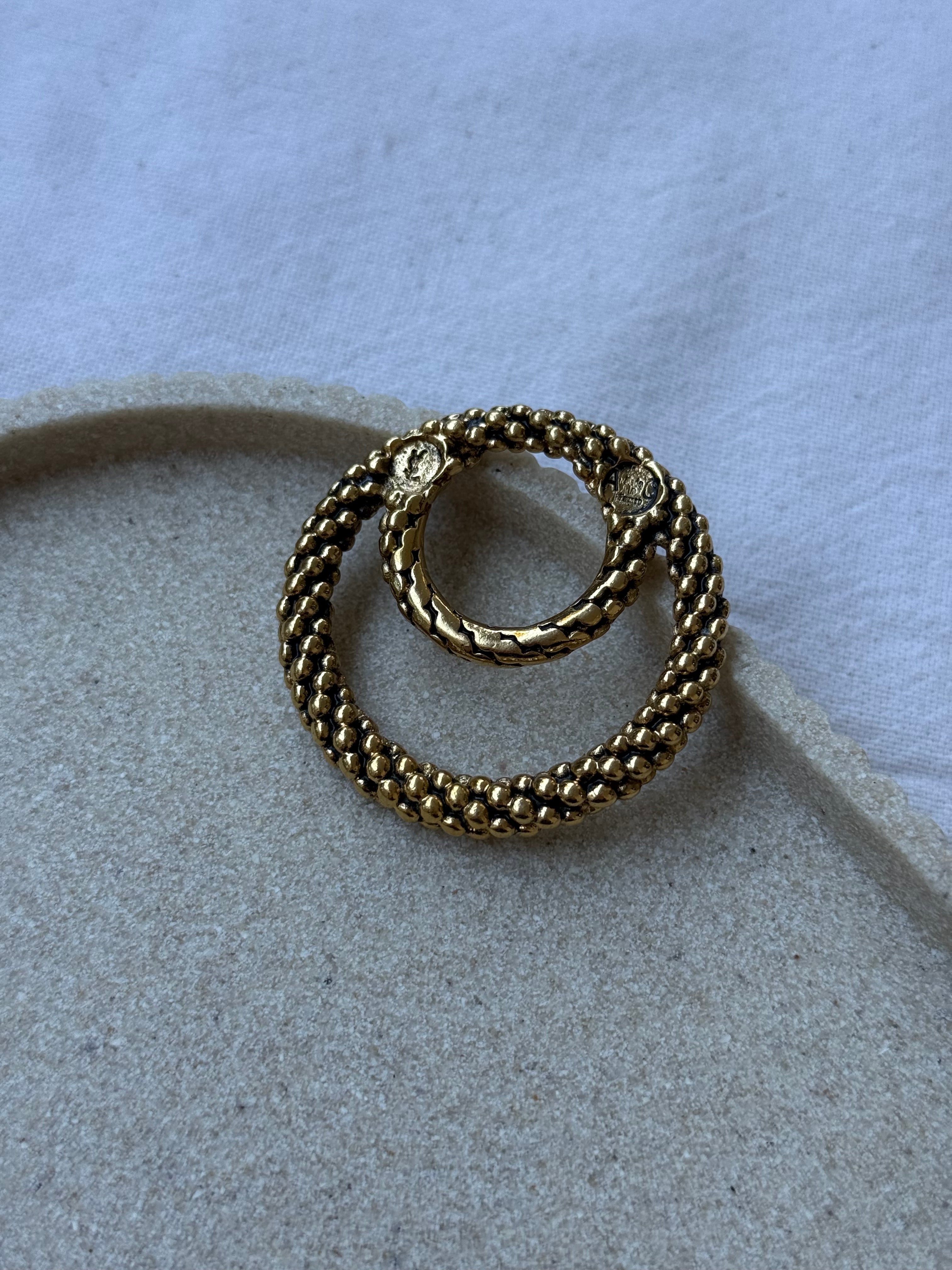 Anneau de foulard YSL vintage - Double anneaux dorés