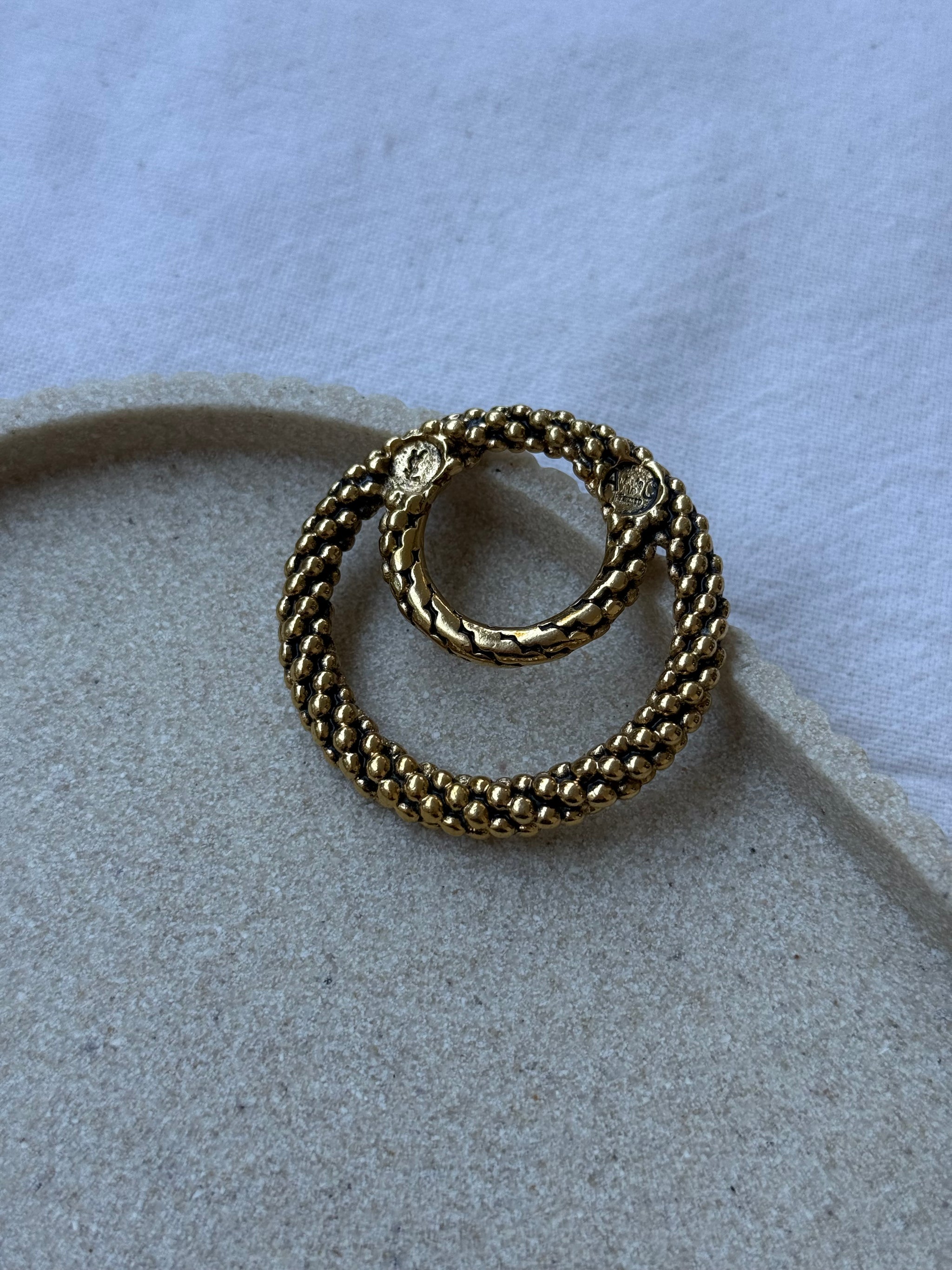 Anneau de foulard YSL vintage - Double anneaux dorés