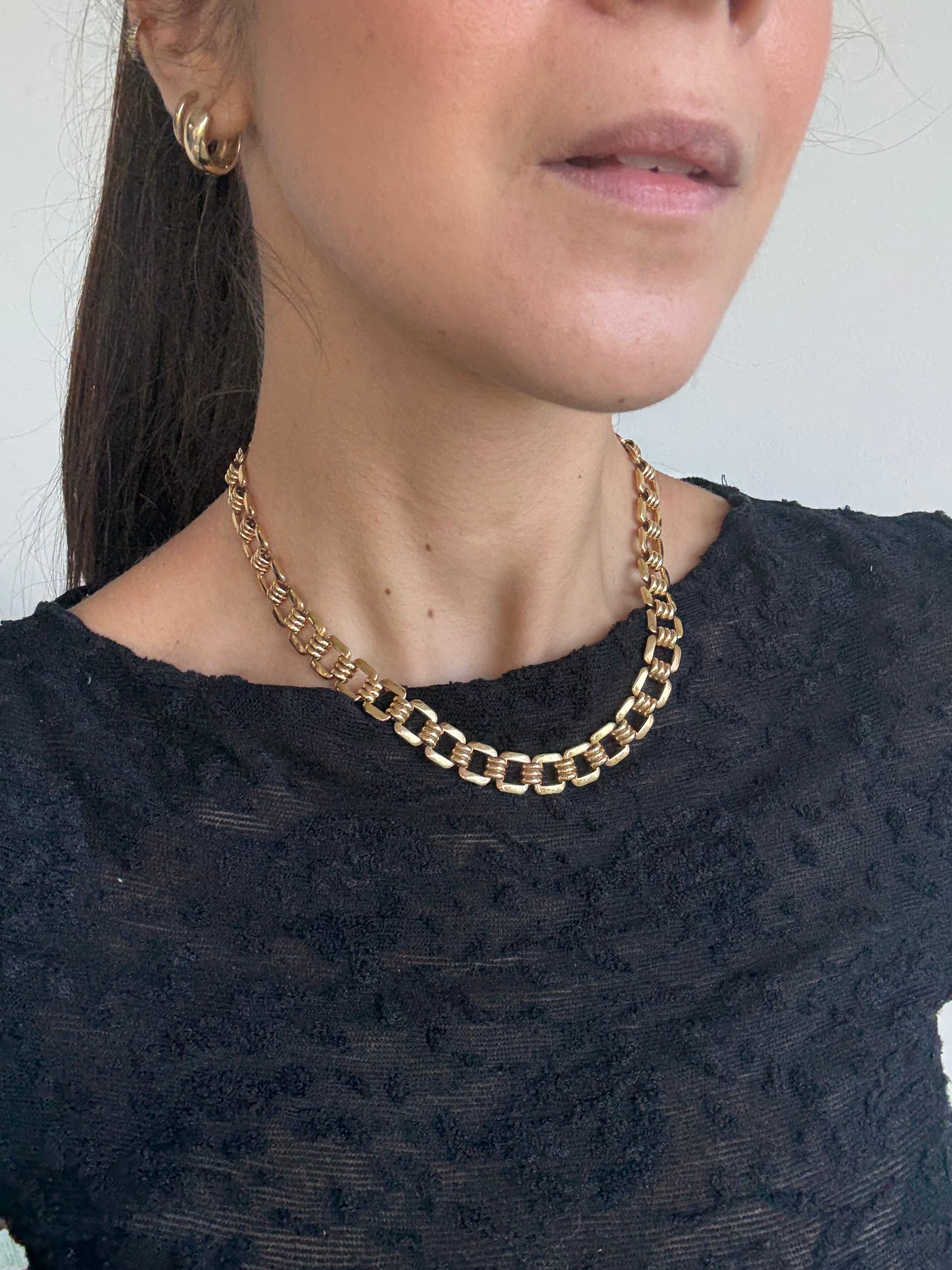 Collier doré vintage - Maillons carrés dorés