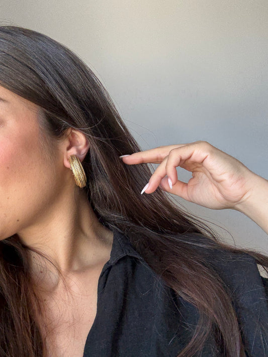 Boucles d’oreilles vintage - Créoles dorés torsadées