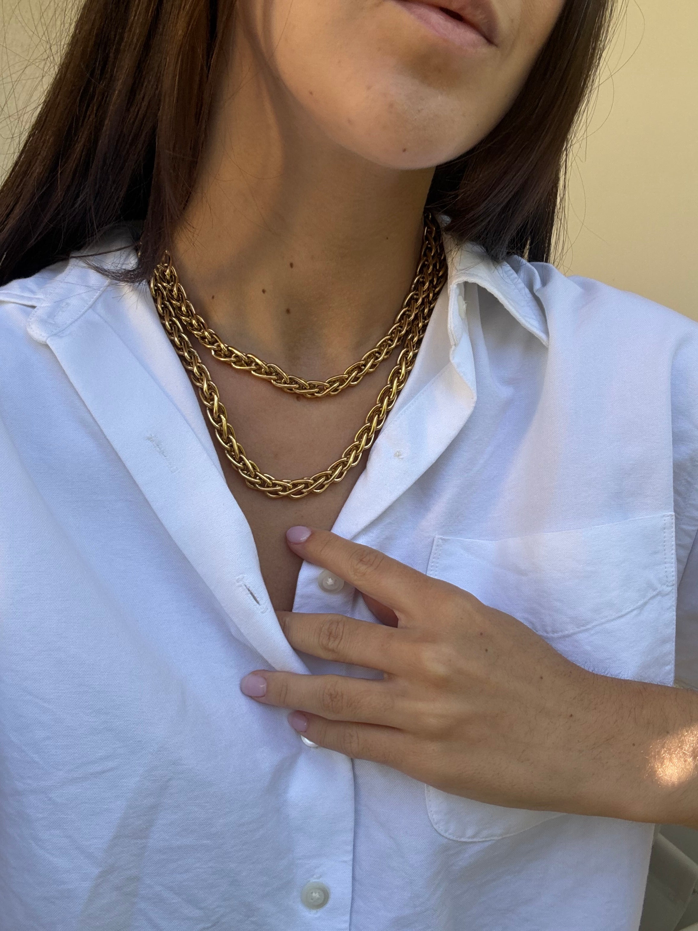 Sautoir Monet vintage - Maille torsadée dorée