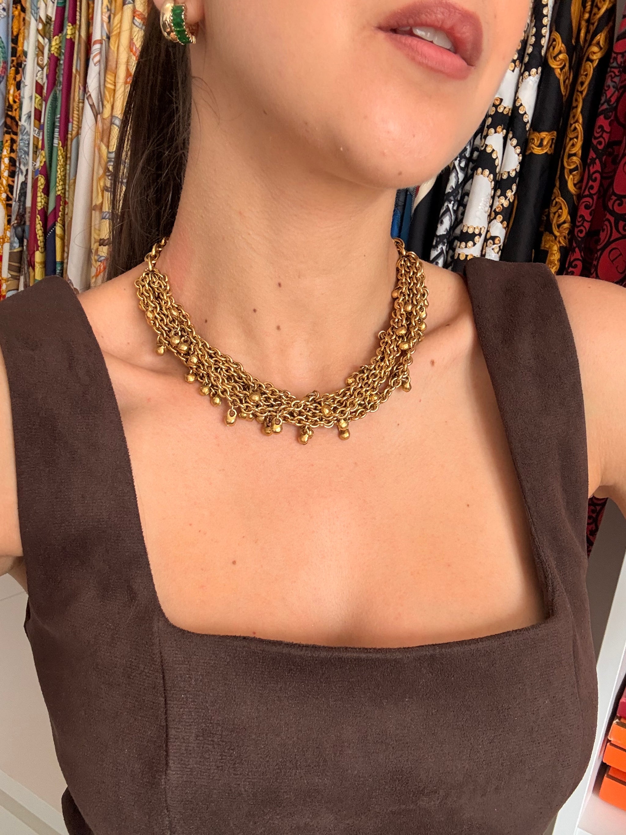 Collier Sonia Rykiel vintage - Cascade de chaînes dorées