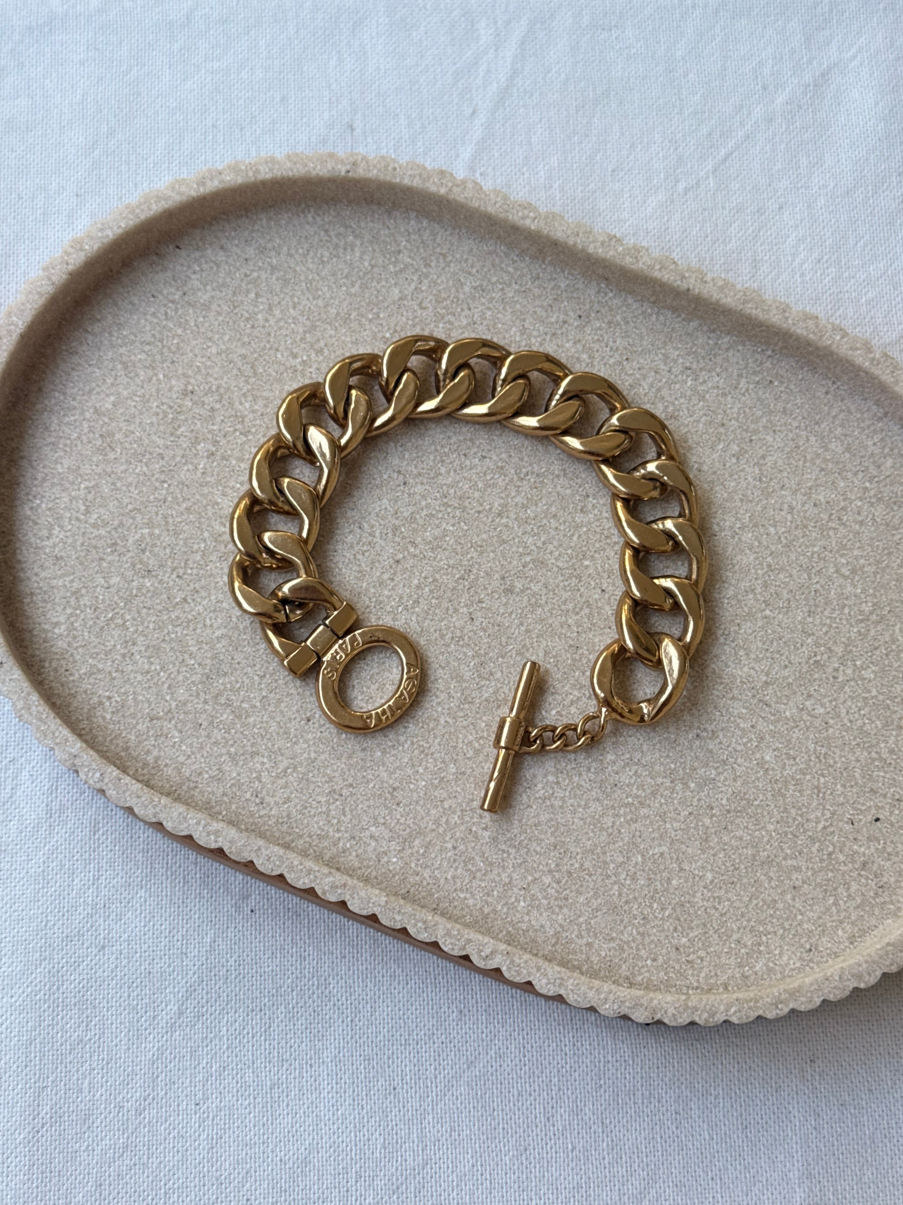 Bracelet Agatha vintage - Maille gourmette dorée