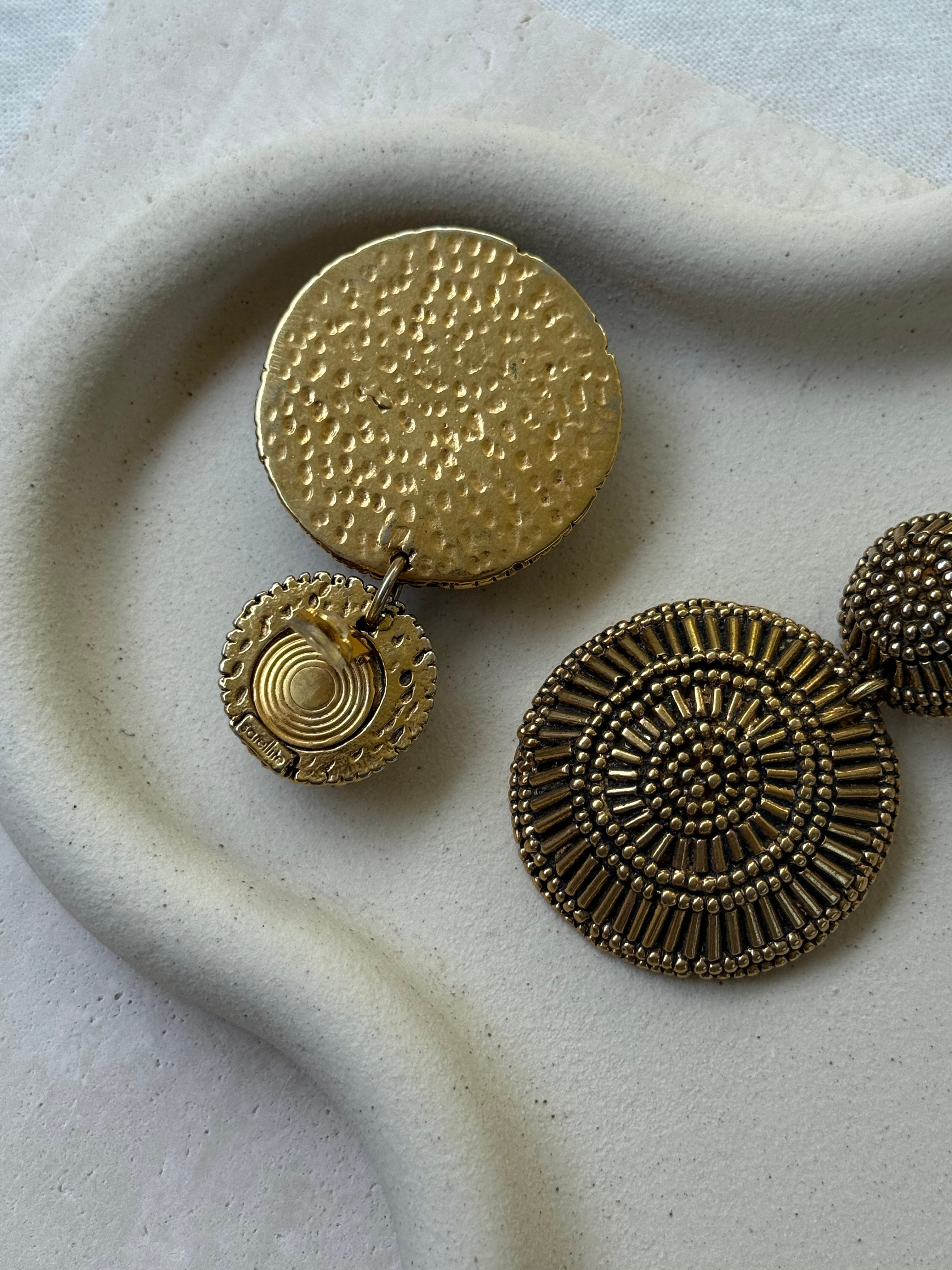 Boucles d’oreilles Satellite vintage - Pendantes texturées