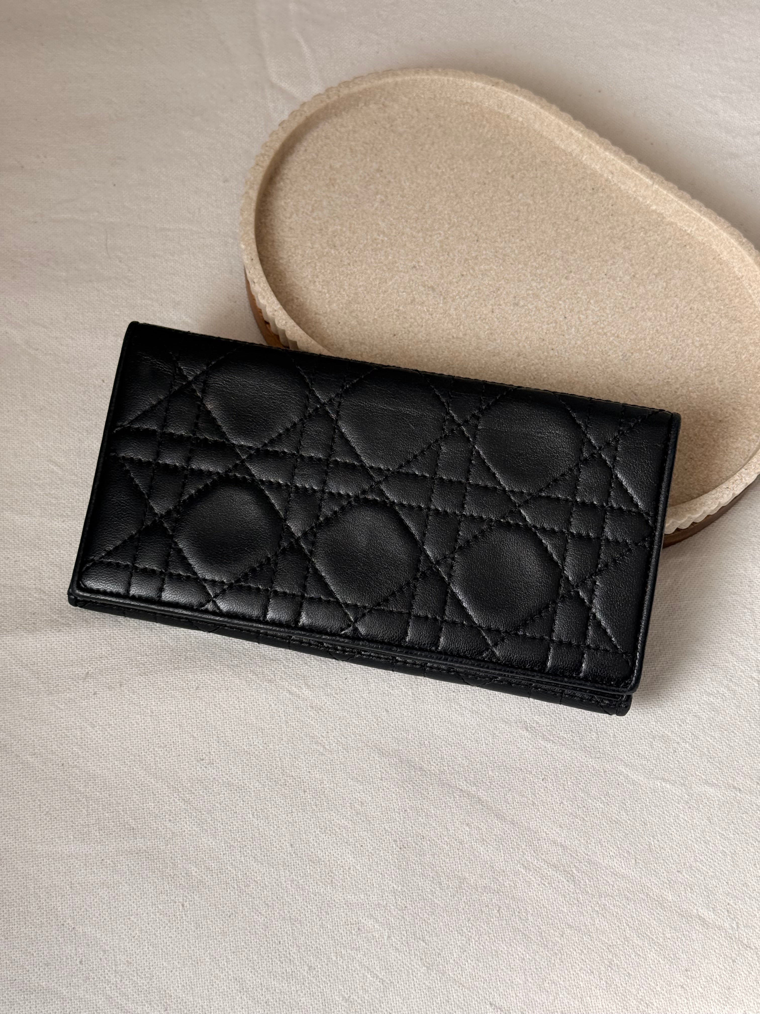 Portefeuille Christian Dior vintage - Cuir Cannage noir