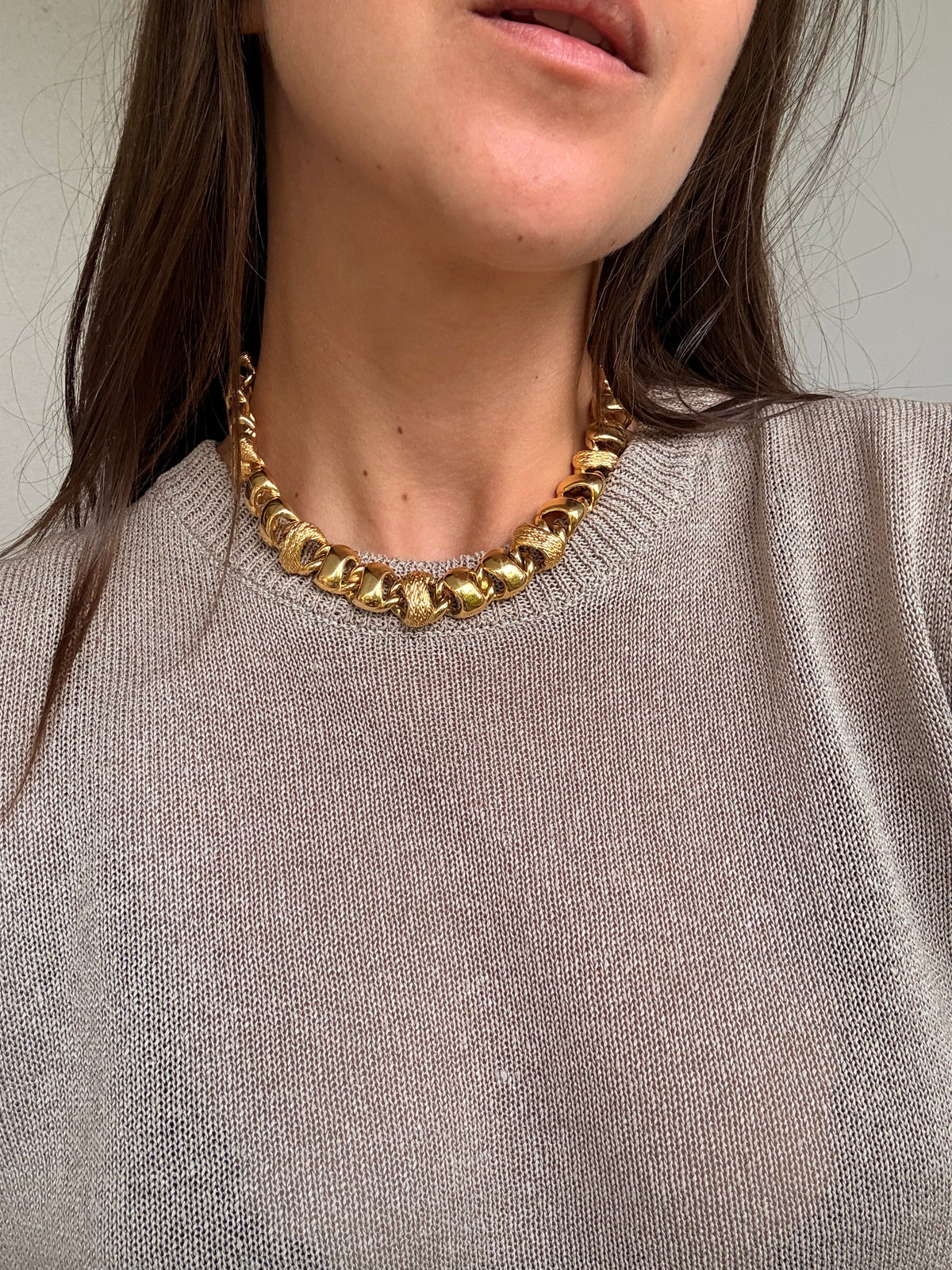 Collier Monet vintage - Maille torsadée dorée