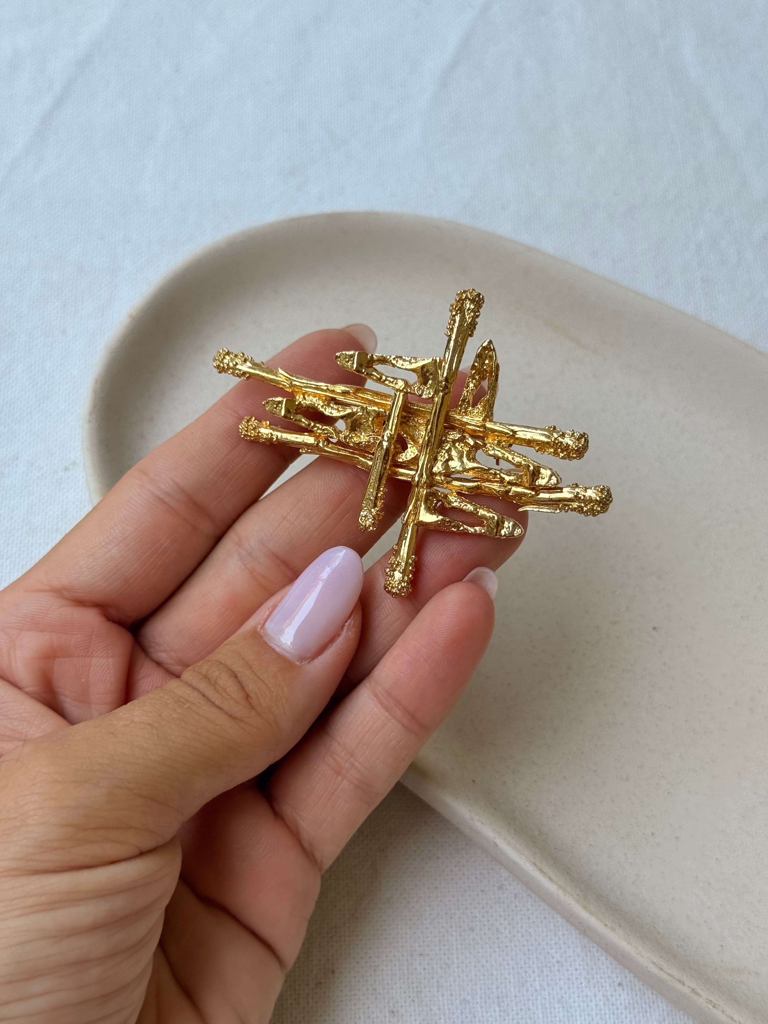 Broche vintage - Motif croix stylisée