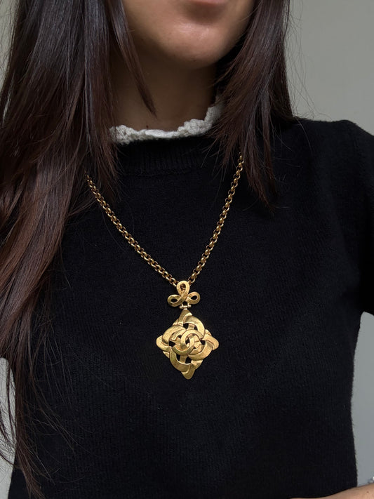 Collier sautoir Chanel - Pendentif ajouré CC