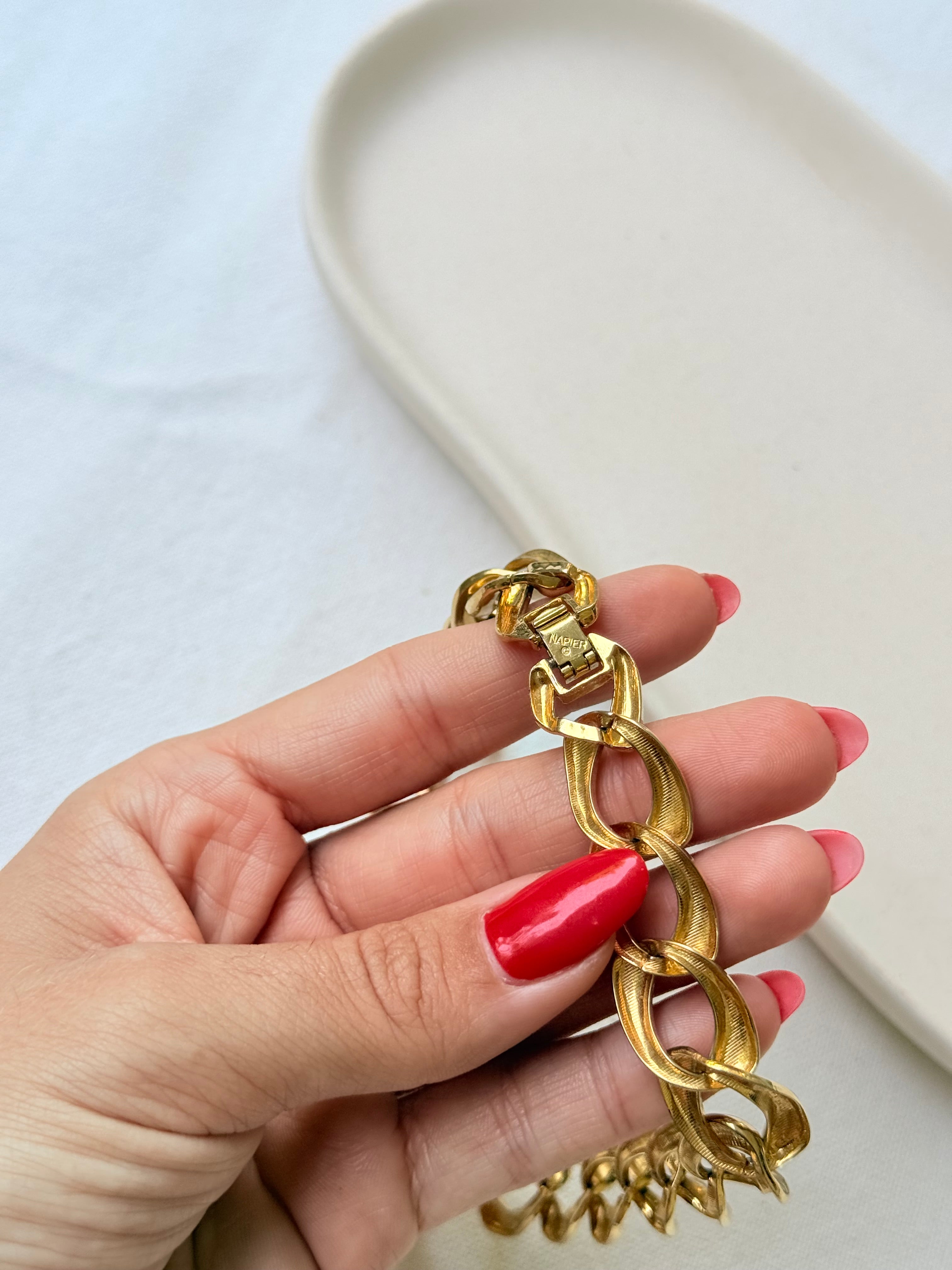 Collier Napier vintage - Maille gourmette dorée