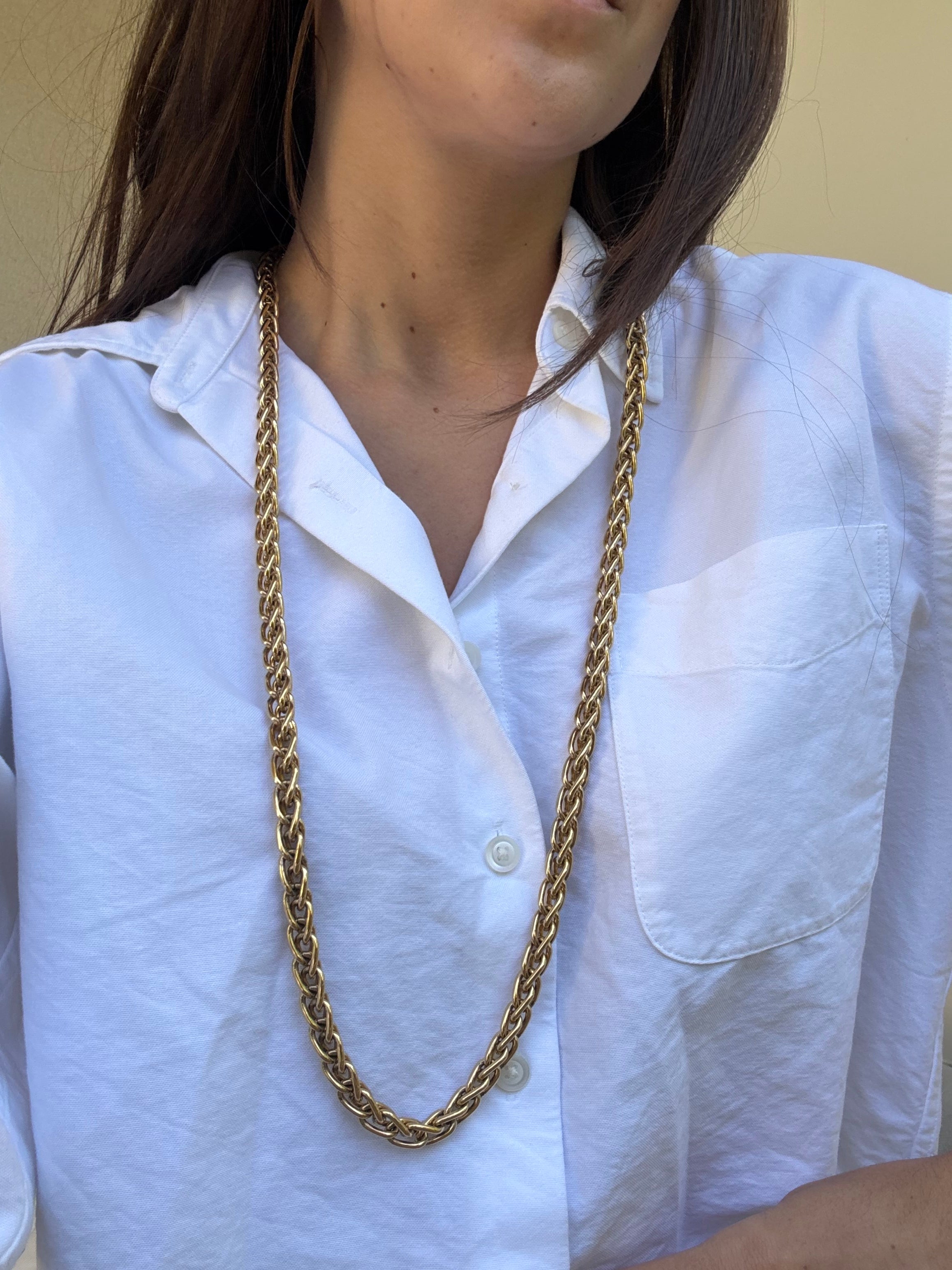 Sautoir Monet vintage - Maille torsadée dorée