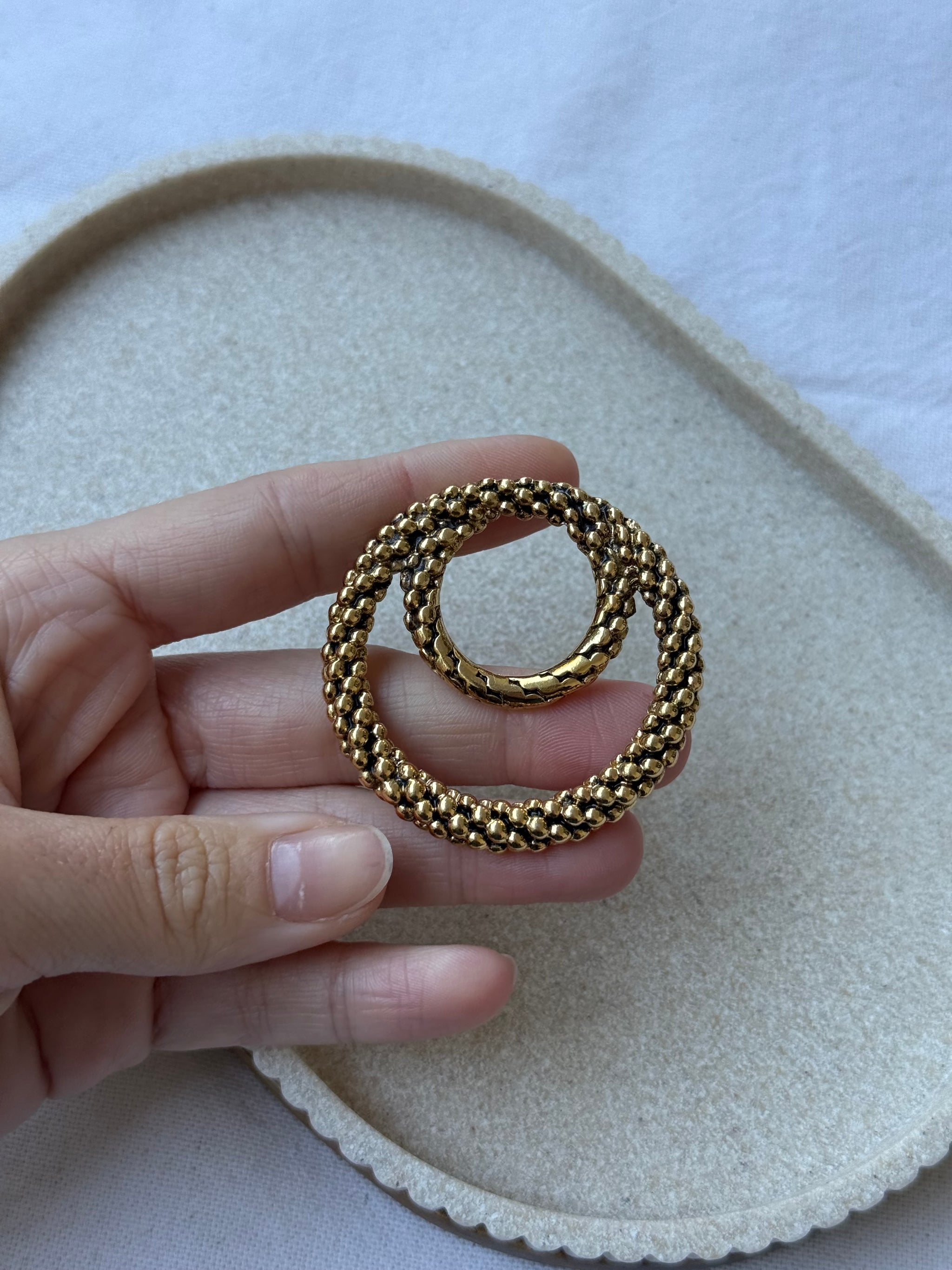 Anneau de foulard YSL vintage - Double anneaux dorés
