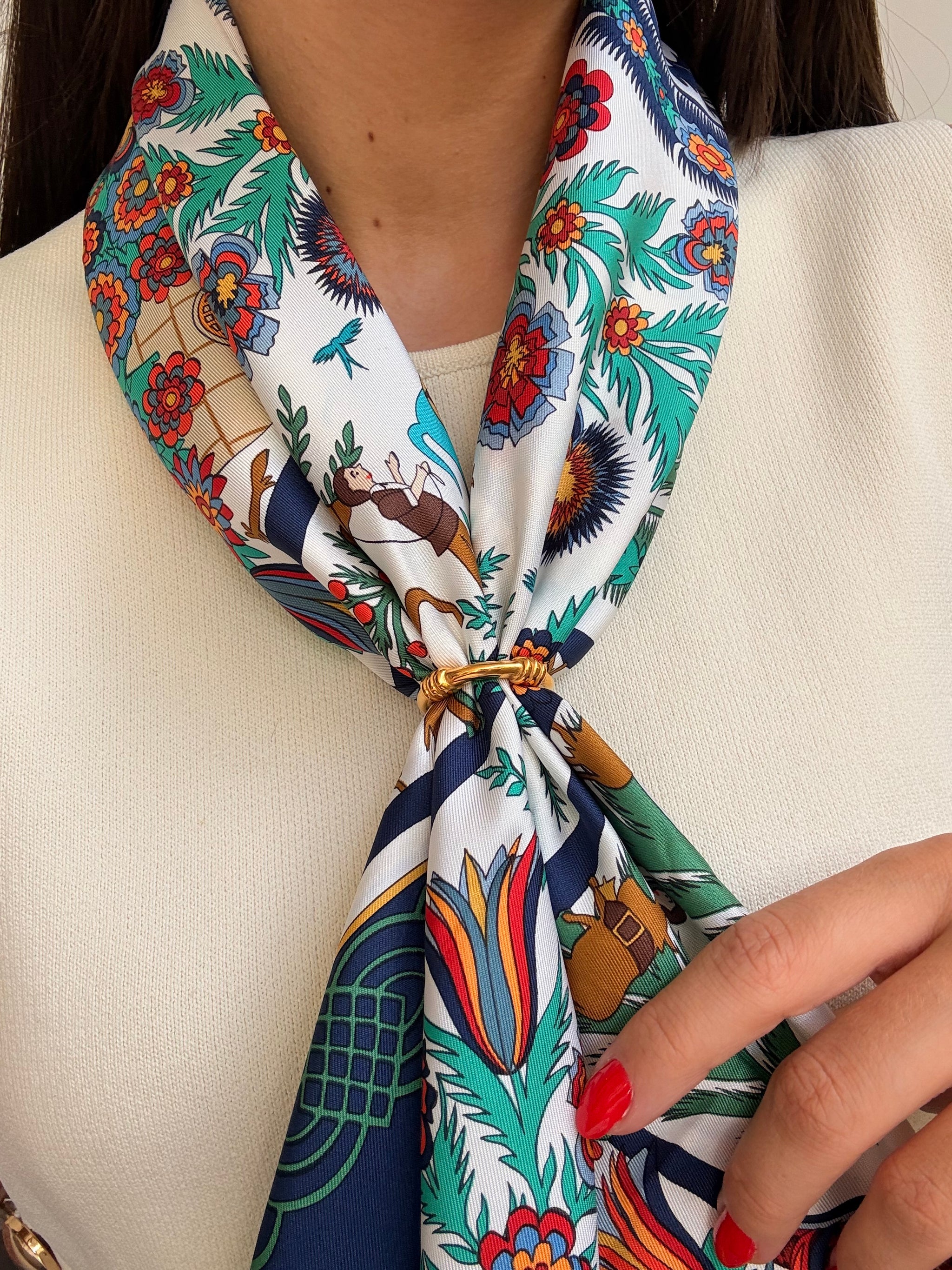 Anneau de foulard Hermès - modèle bouée dorée