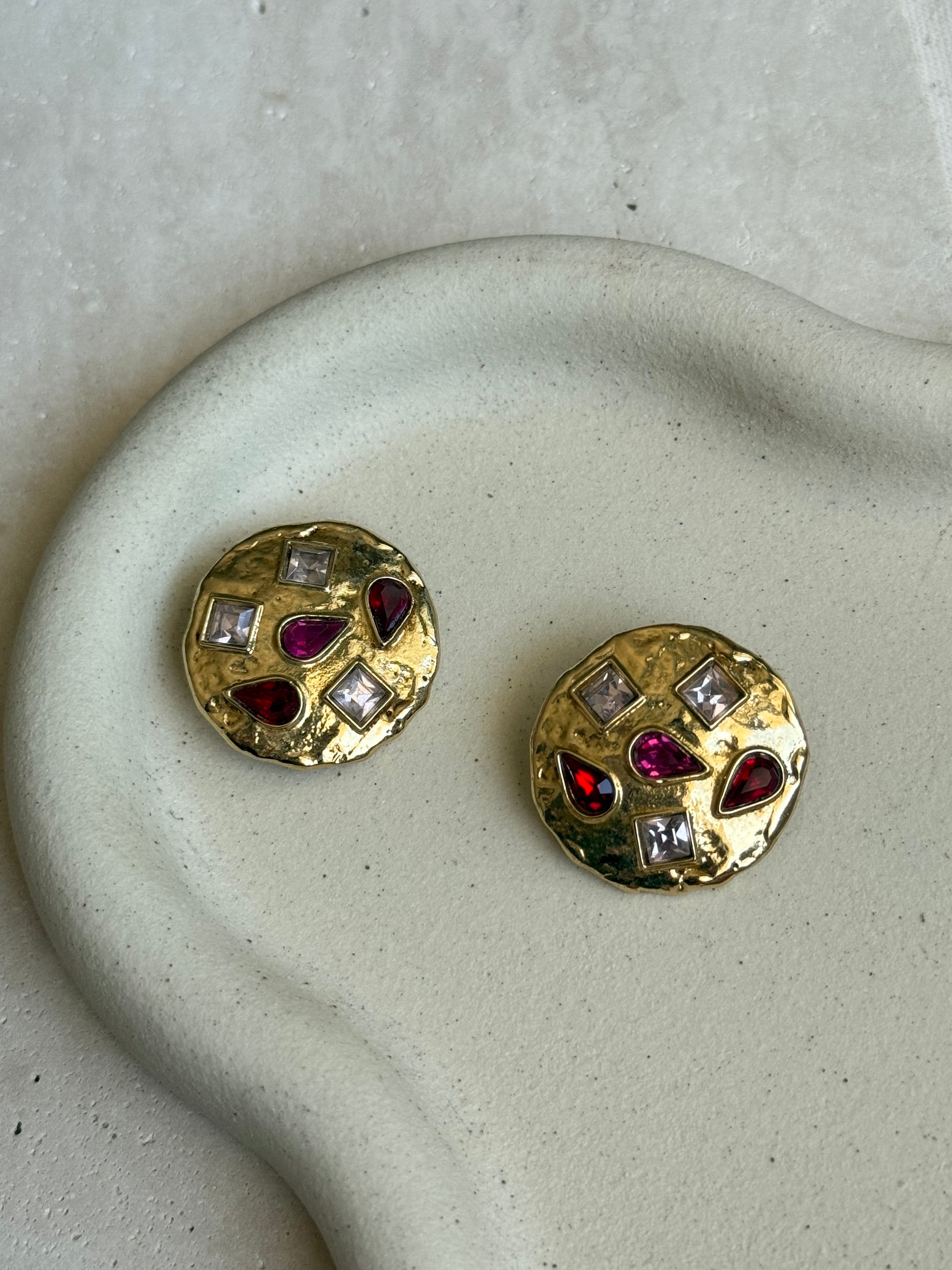 Vintage YSL earrings - Pink cabochons