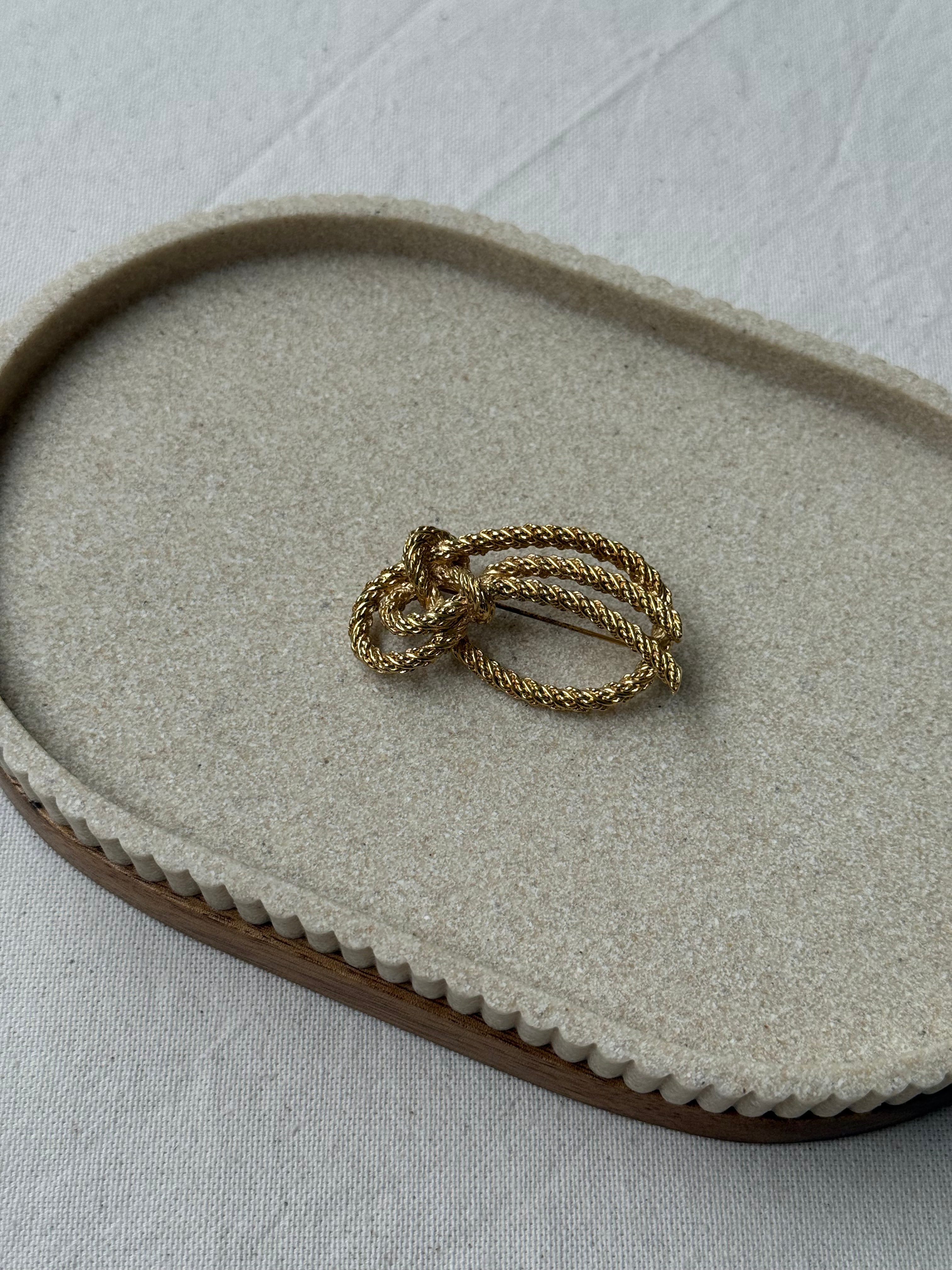 Broche Christian Dior vintage - Noeud doré cordage