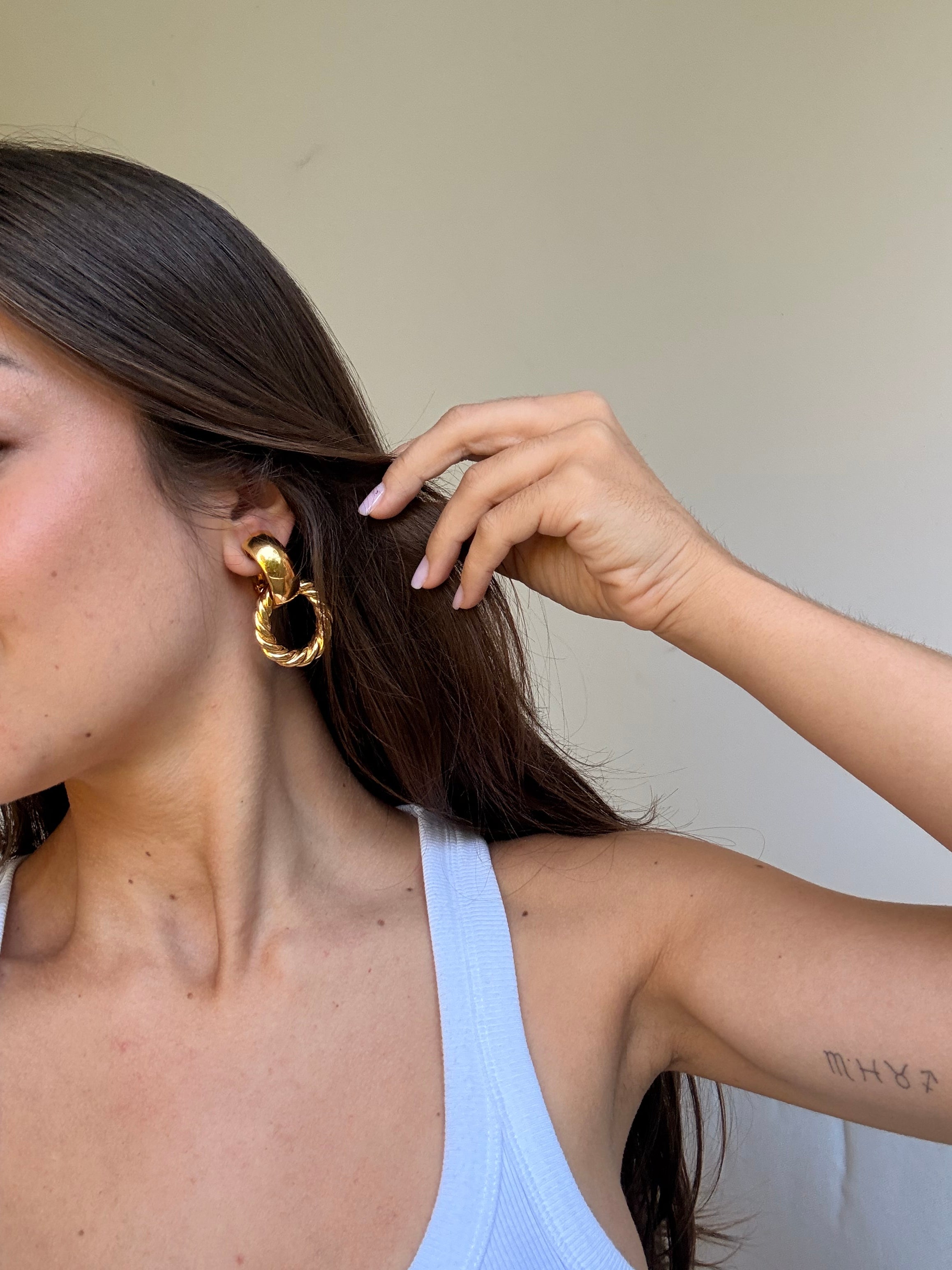 Boucles d’oreilles Céline vintage - Anneaux torsadés dorés amovibles