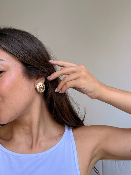 Boucles d’oreilles Grossé vintage - Ovales dorés ornées de strass