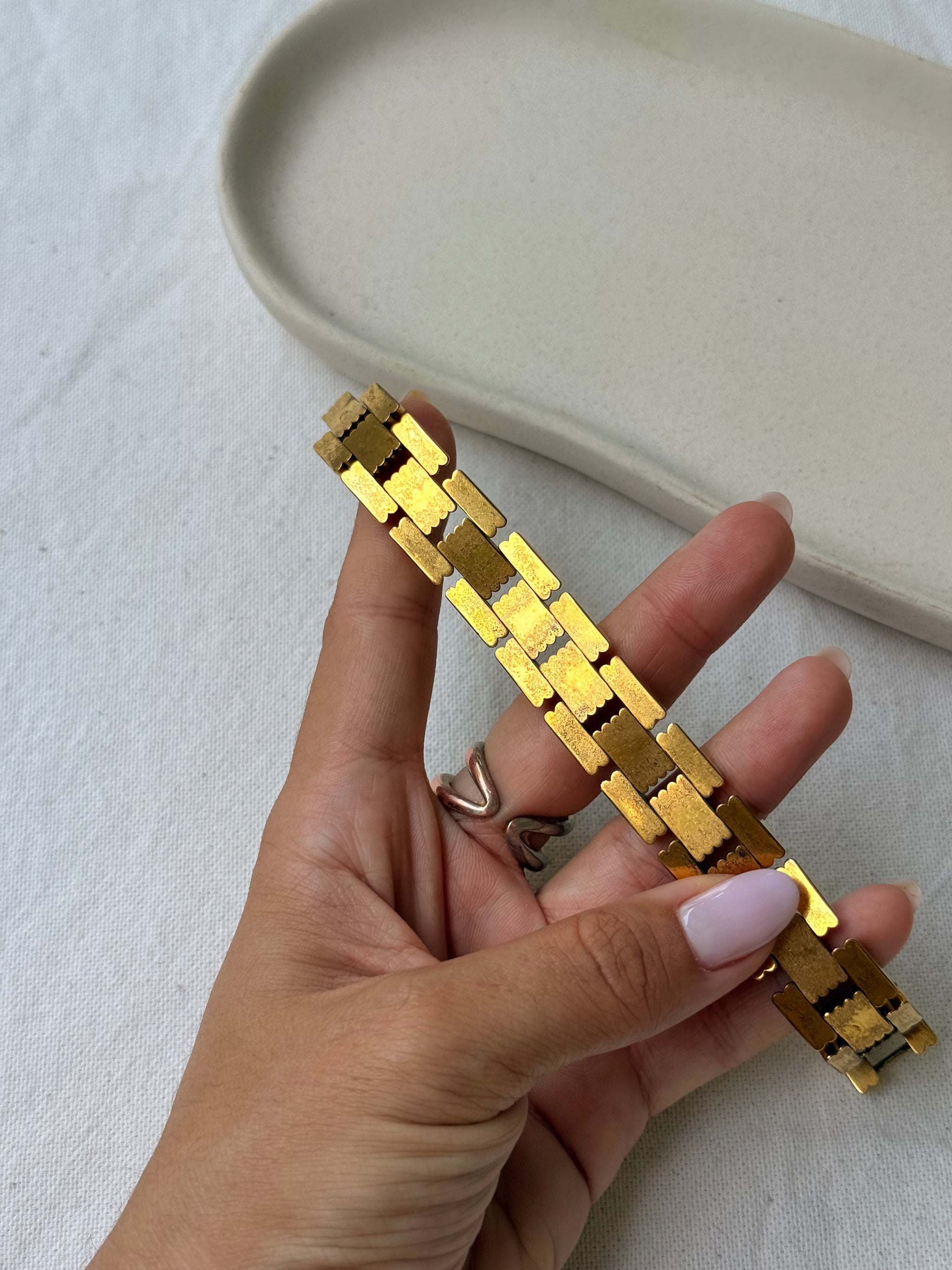 Bracelet vintage - Maille articulée dorée