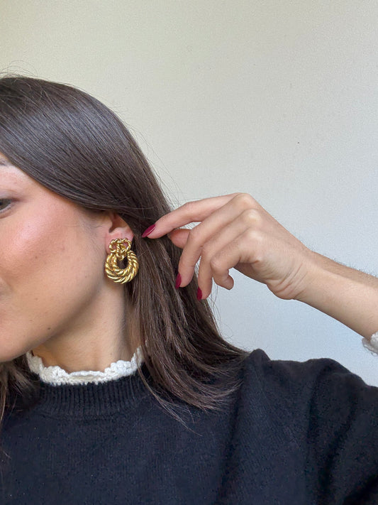 Boucles d’oreilles Sonia Rykiel vintage - Torsadées dorées