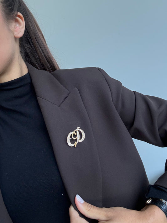 Broche Christian Dior vintage - CD orné de strass