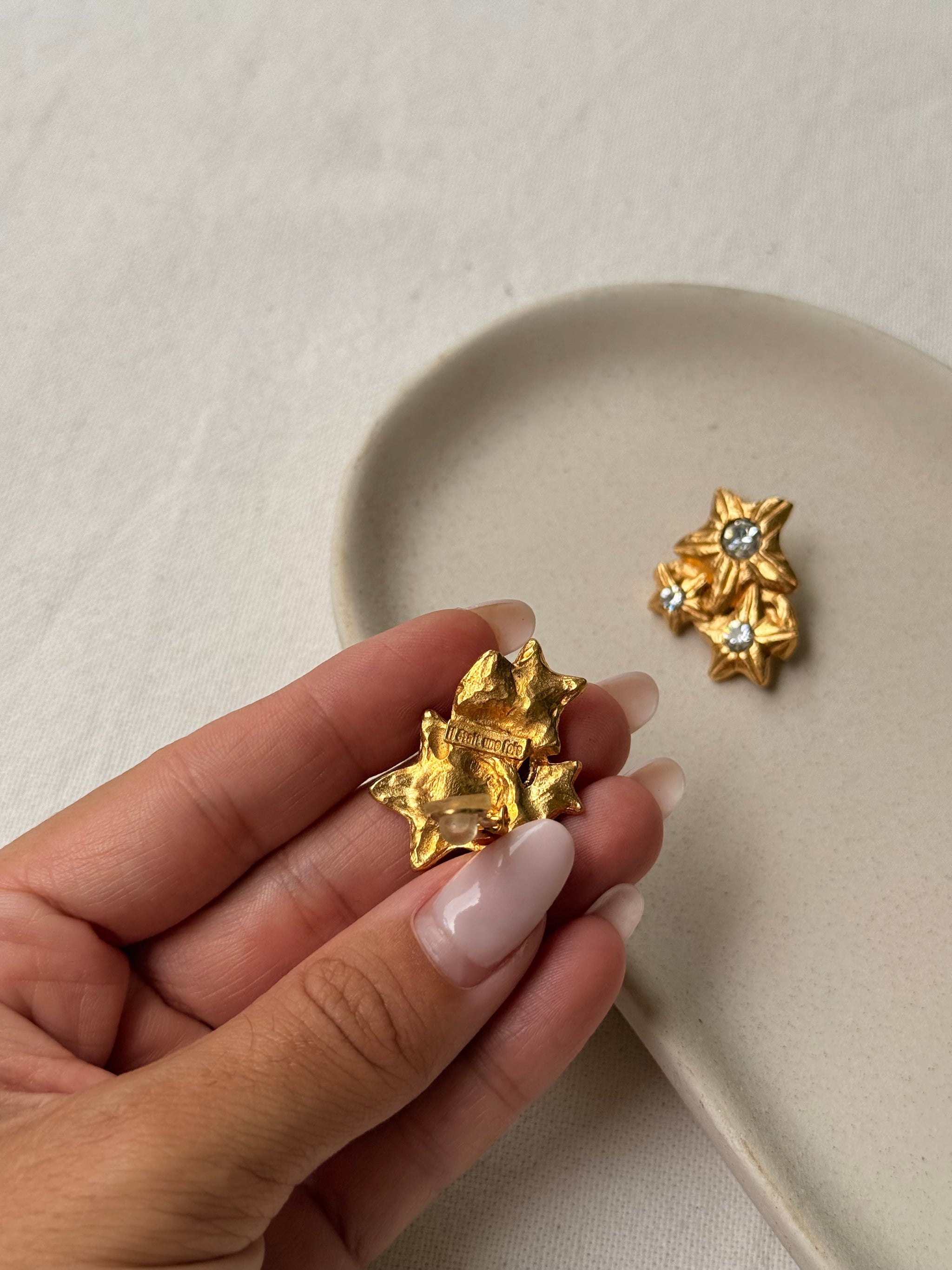 Boucles d’oreilles Il Était Une Fois vintage - Fleurs dorées
