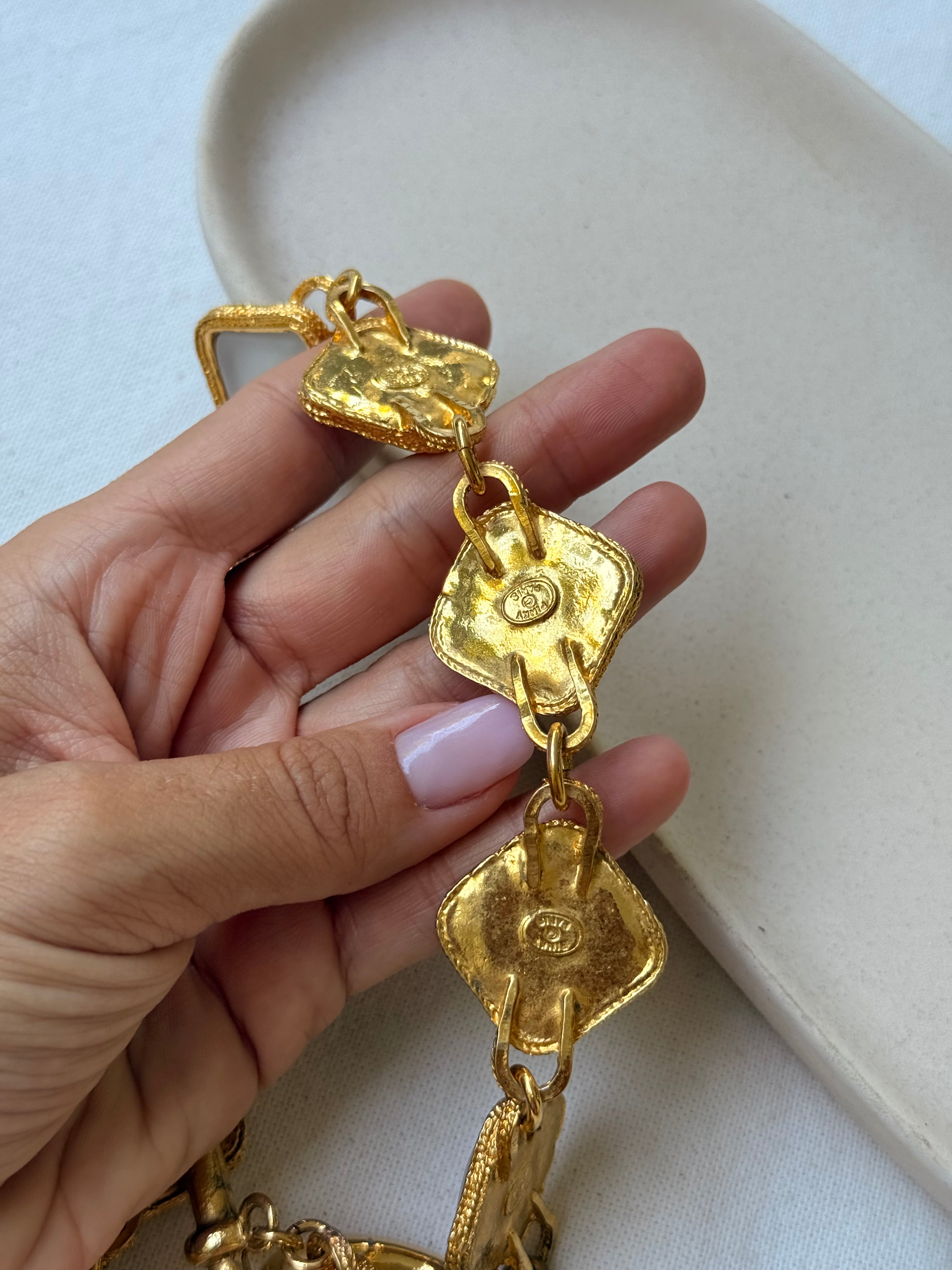 Collier Pinky Paris vintage - Doré et cabochons nacrés