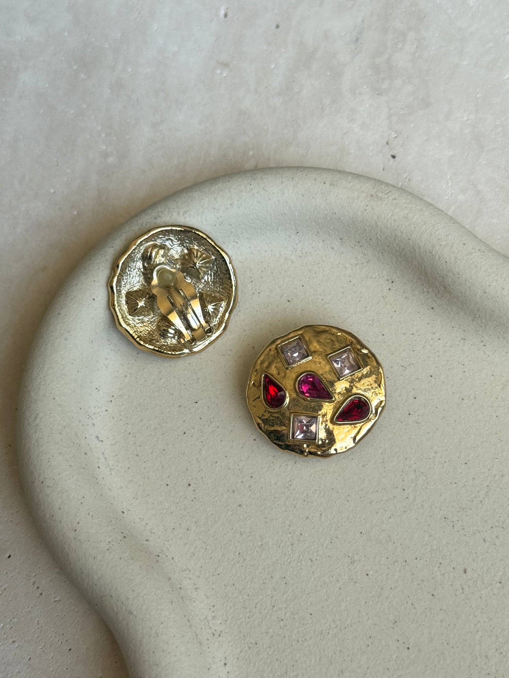 Vintage YSL earrings - Pink cabochons
