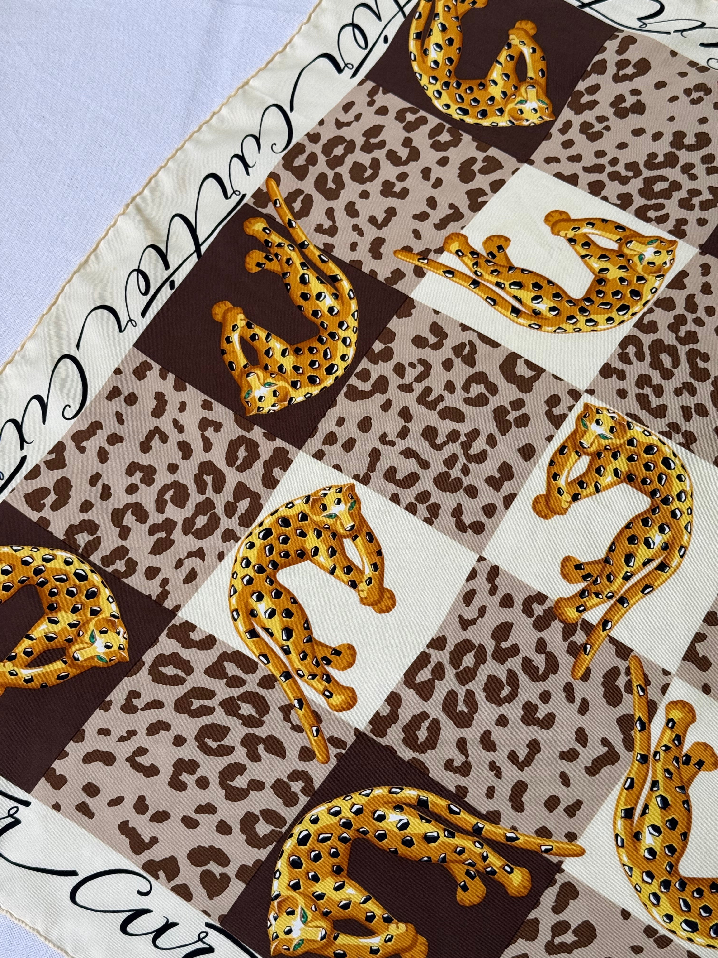 Foulard Cartier – Modèle marron et panthères