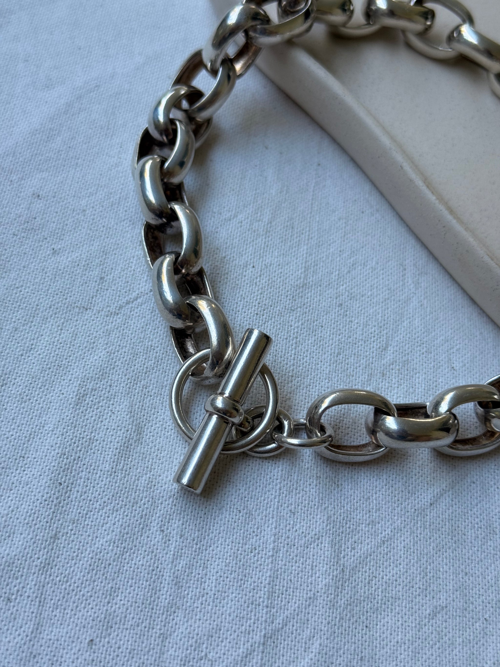 Collier vintage en argent 925 larges maillons