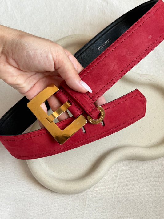 Ceinture Givenchy vintage - Suédine framboise et boucle dorée