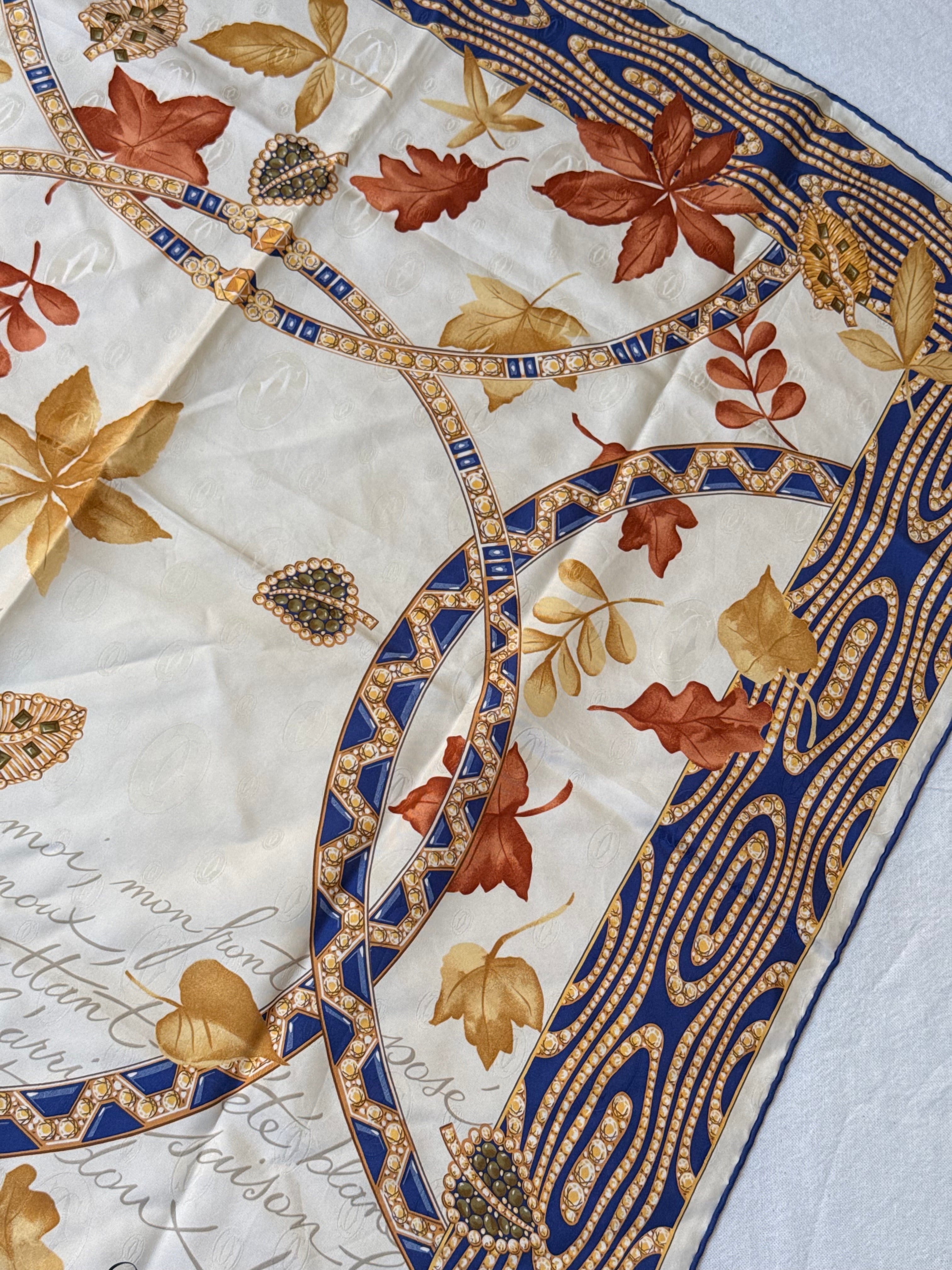 Foulard Cartier – Motifs feuillages et joaillerie