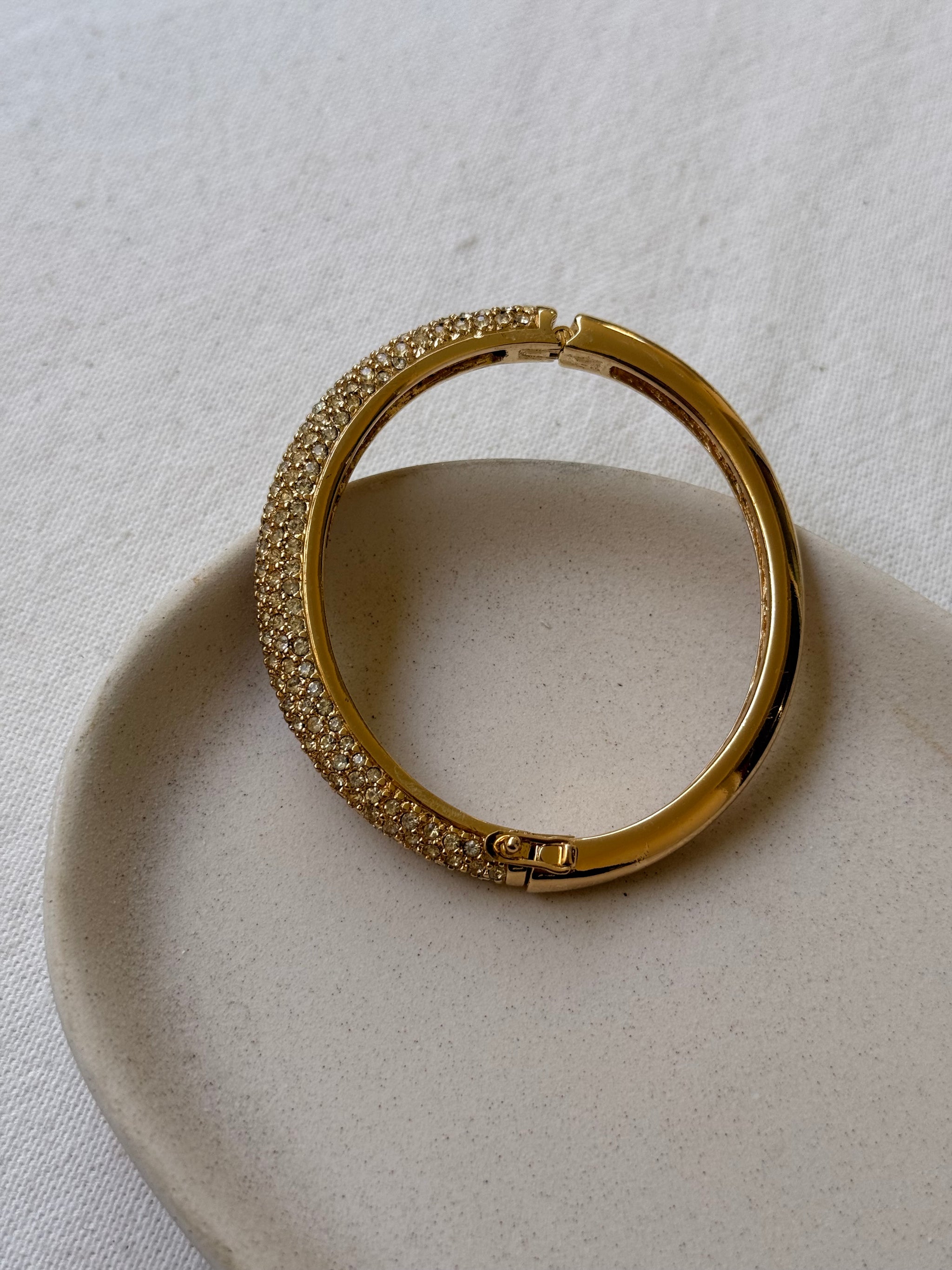 Jonc Christian Dior vintage - Doré orné de strass