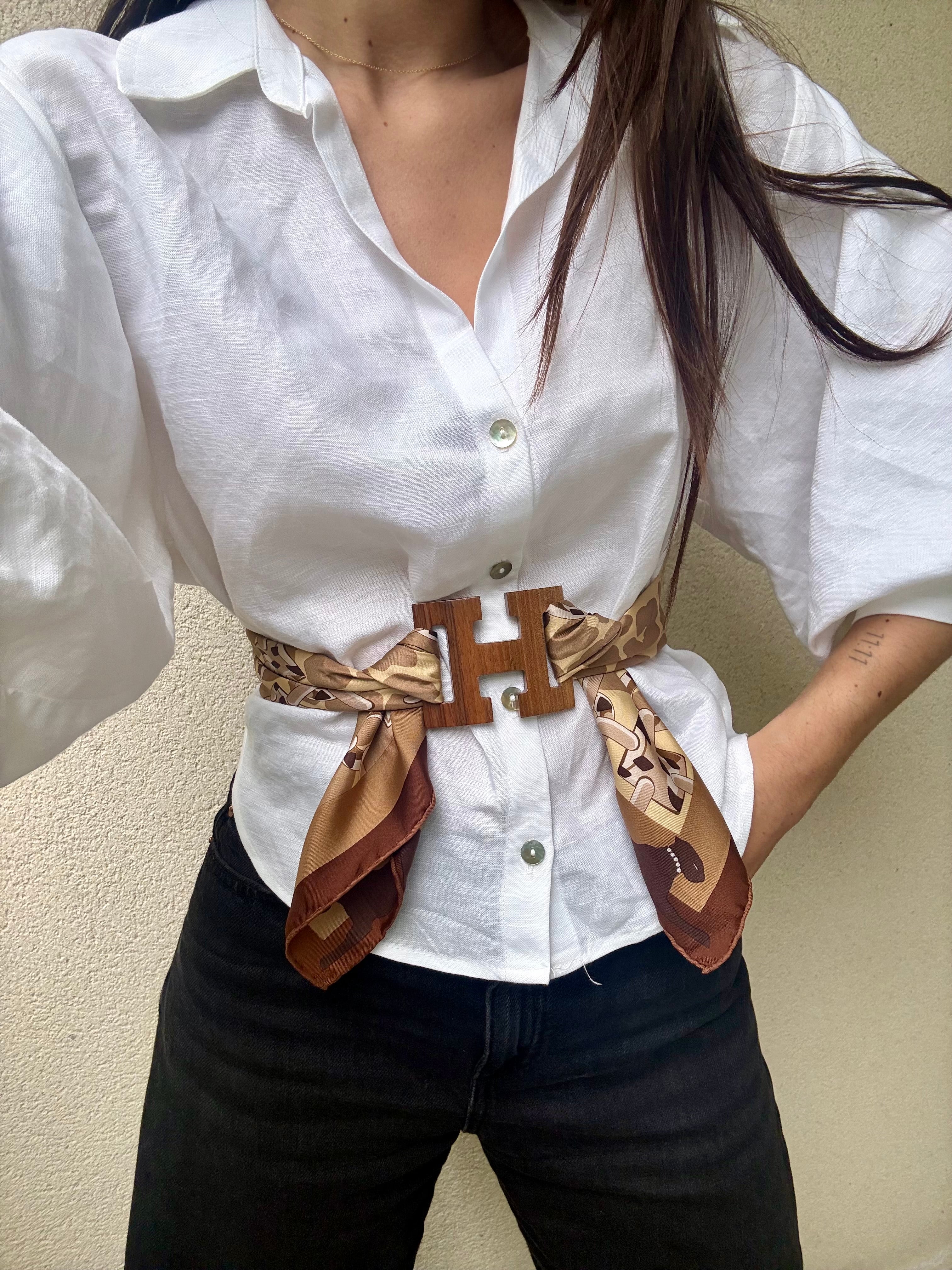 Anneau de foulard Hermès - Modèle H en bois