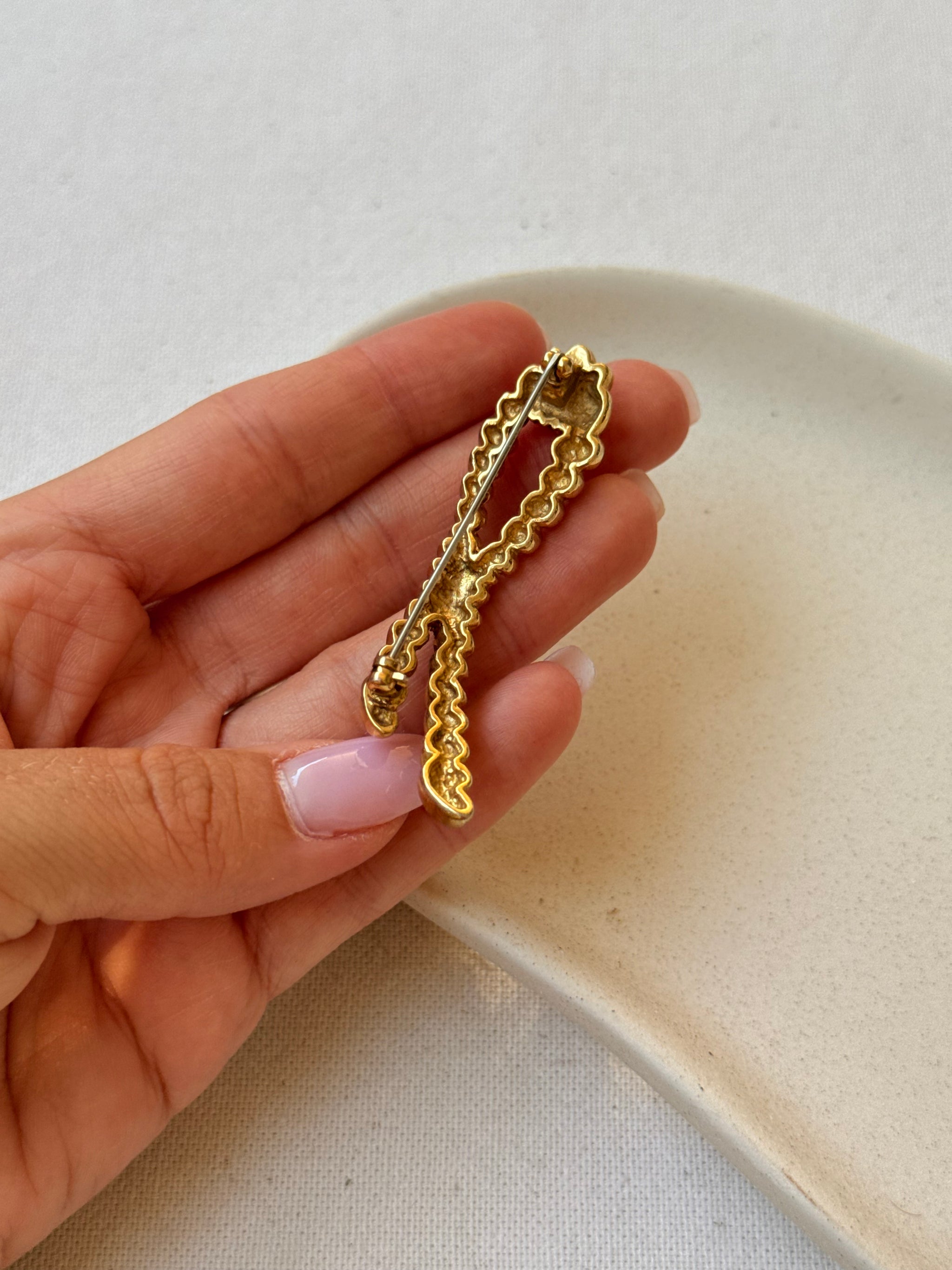 Broche vintage - Noeud torsadé doré