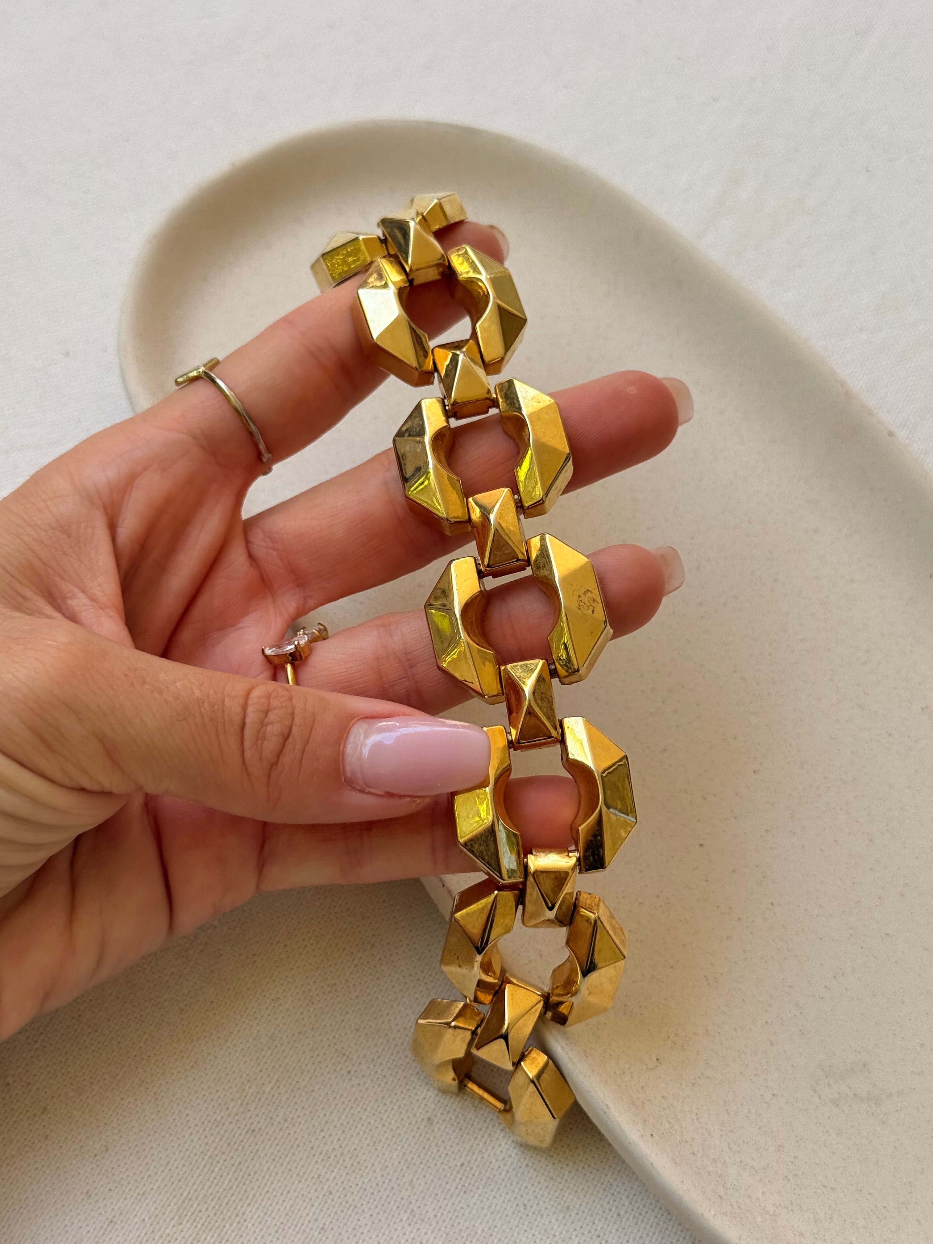 Bracelet vintage - Maillons géométriques