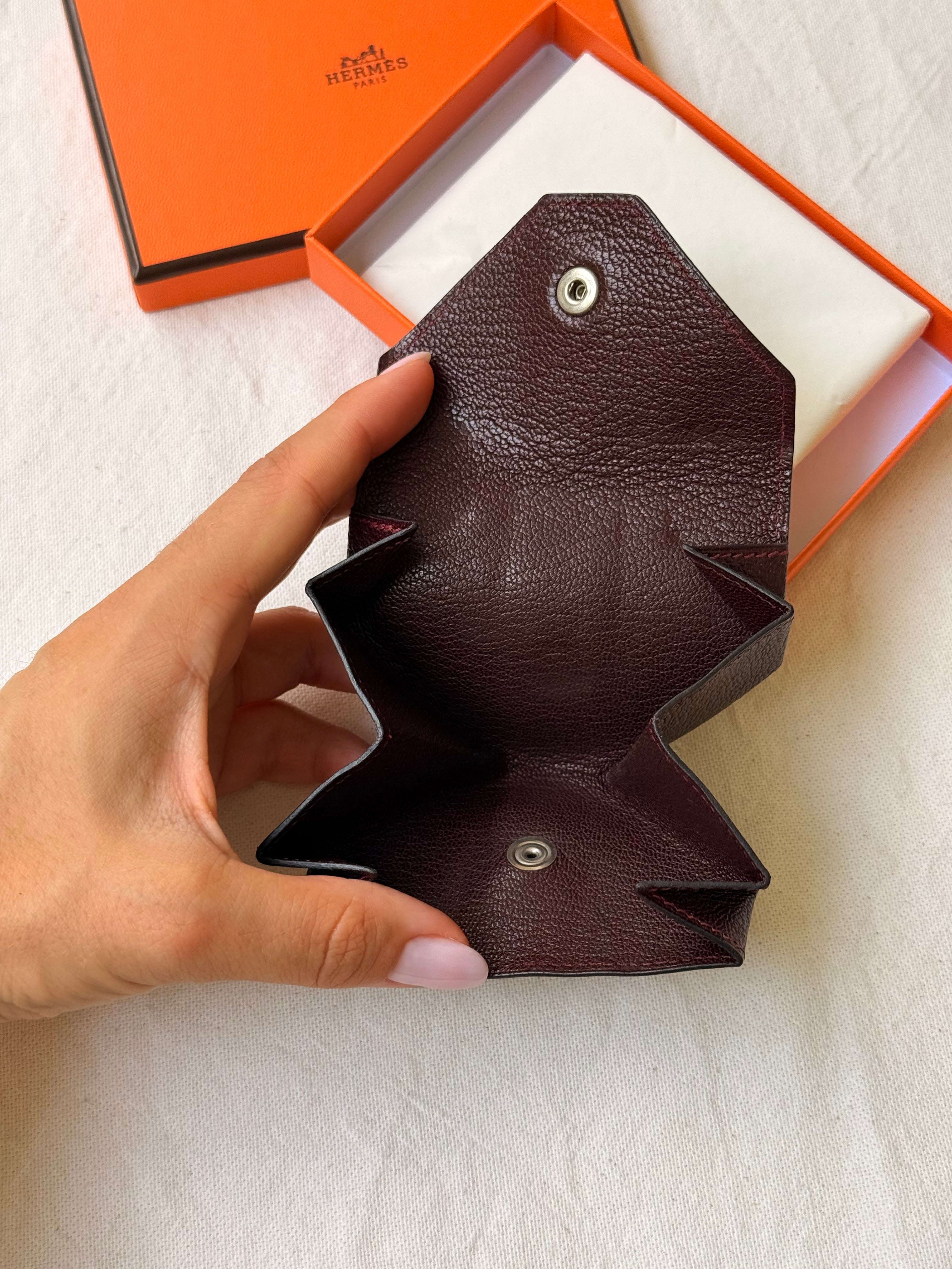 Porte monnaie Hermès - Modèle Le 24 cuir Epsom prune