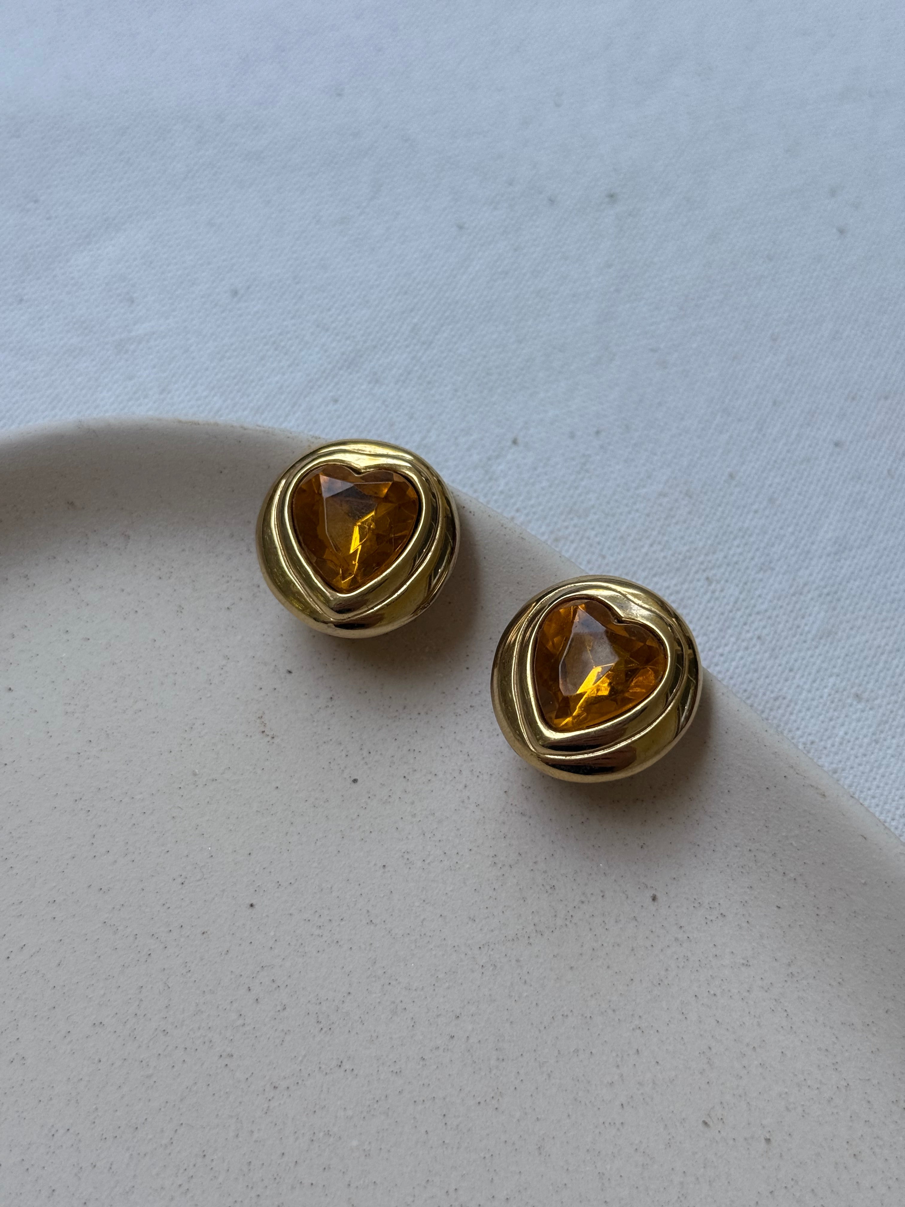 Boucles d’oreilles vintage - Cœurs ambrés