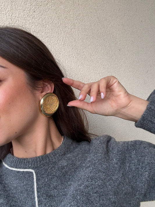 Boucles d’oreilles vintage - Rondes dorées texturées XXL