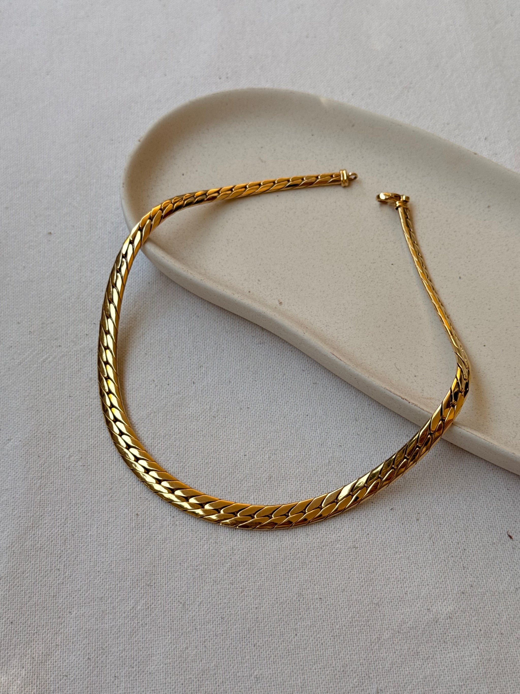 Collier doré vintage - Maille gourmette plate dorée