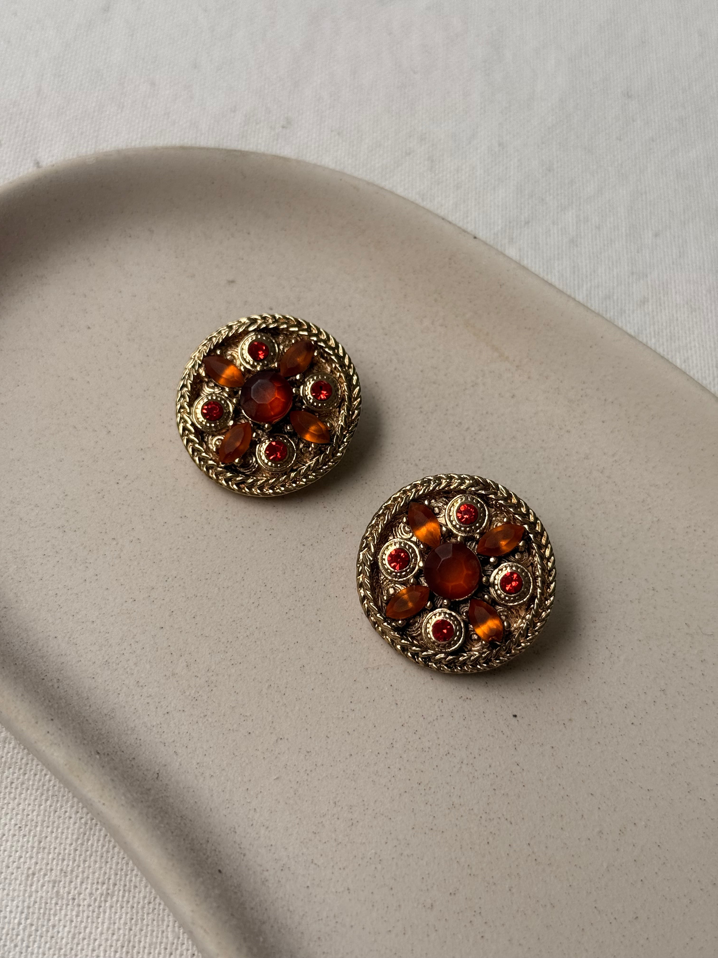 Boucles d’oreilles Gil d’Agena vintage - Cabochons ambrés