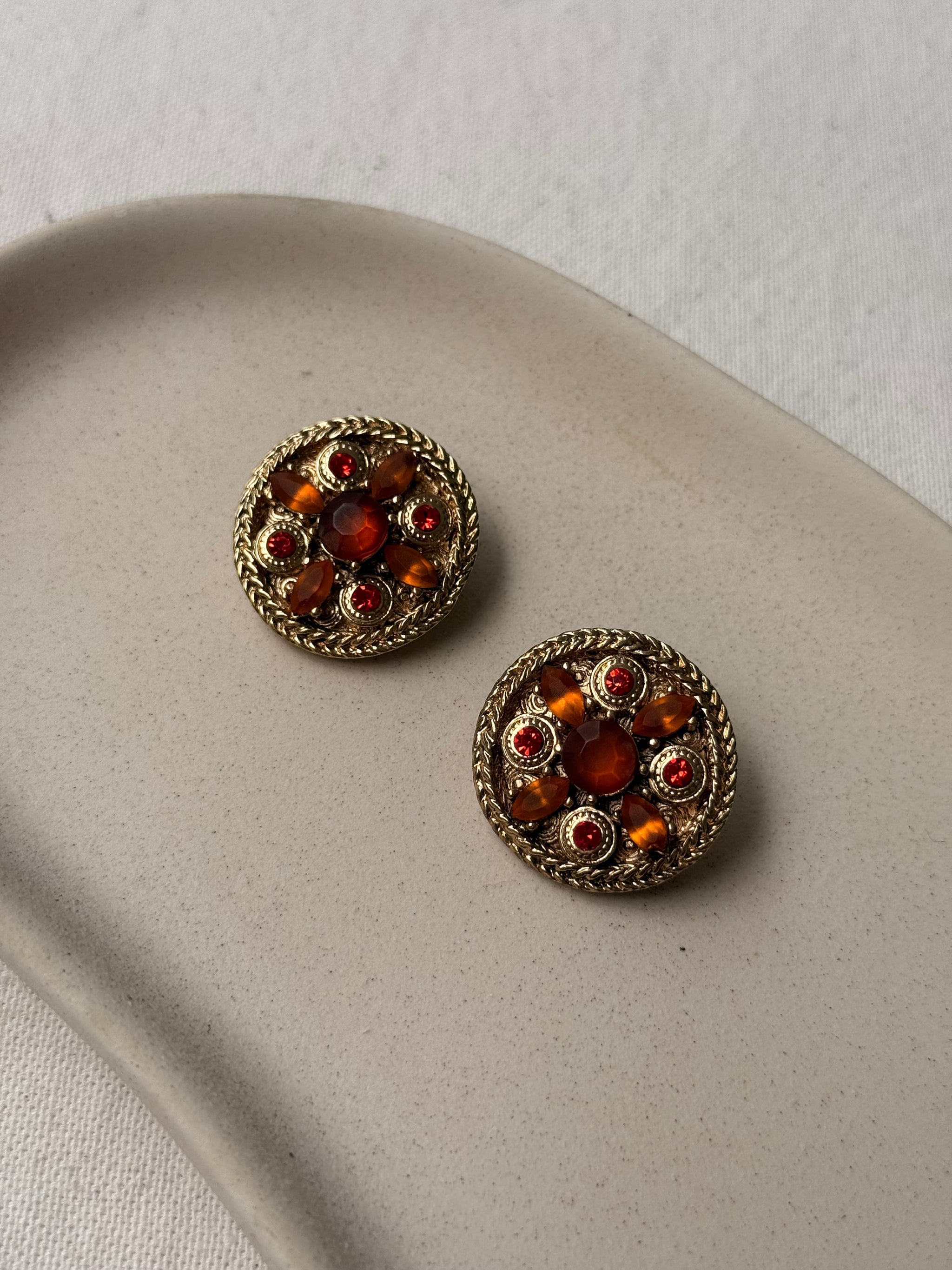 Boucles d’oreilles Gil d’Agena vintage - Cabochons ambrés