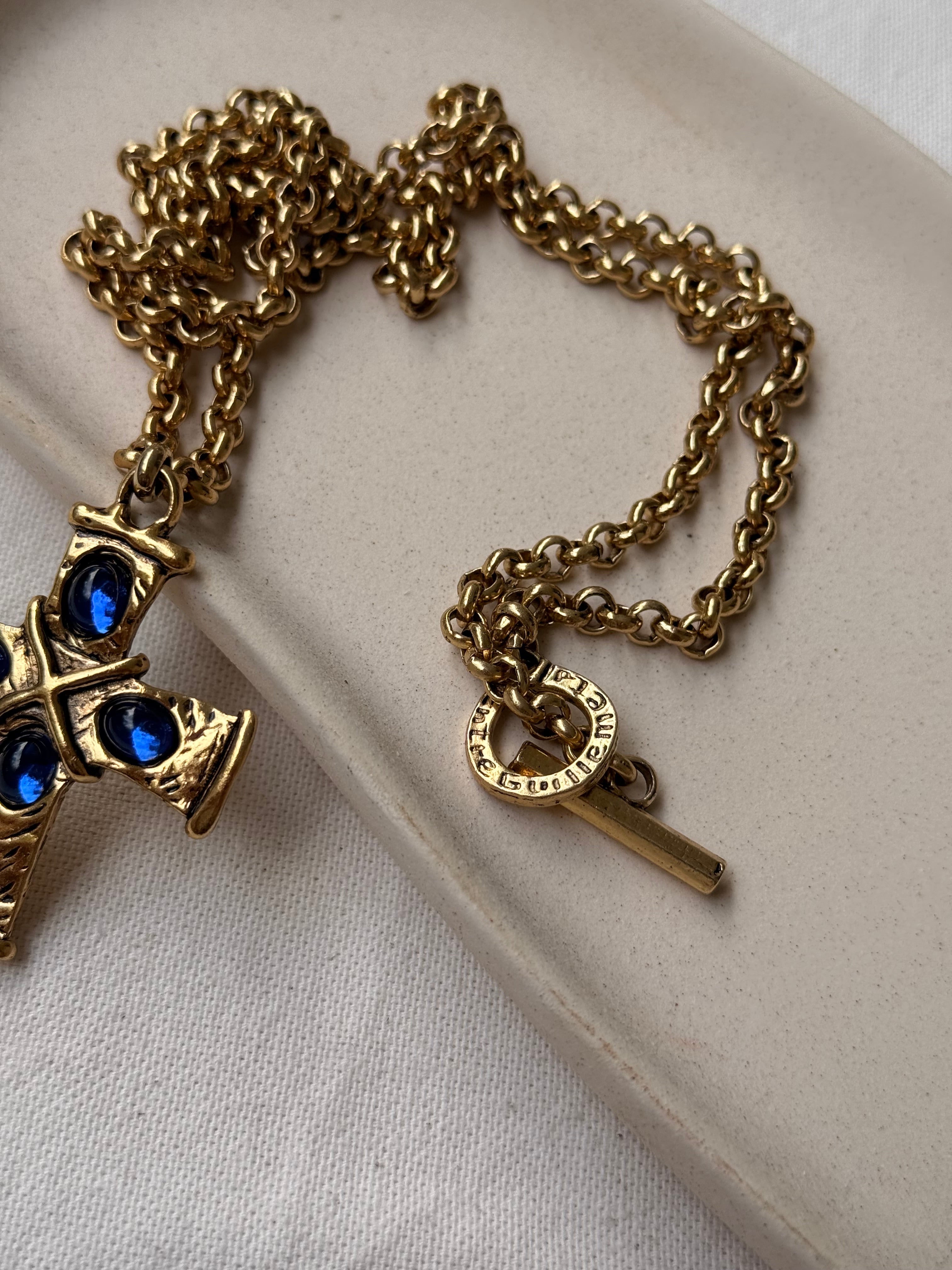 Collier Entre Guillemets vintage - Sautoir pendentif croix