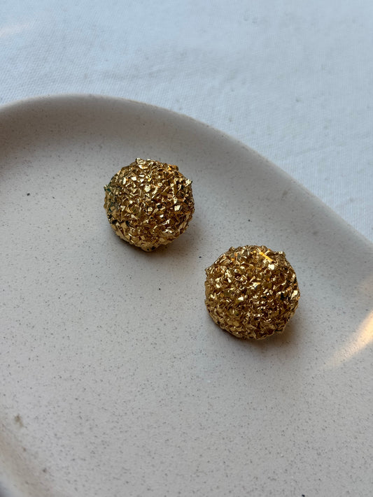 Boucles d’oreilles Carven vintage - Brutalistes dorées