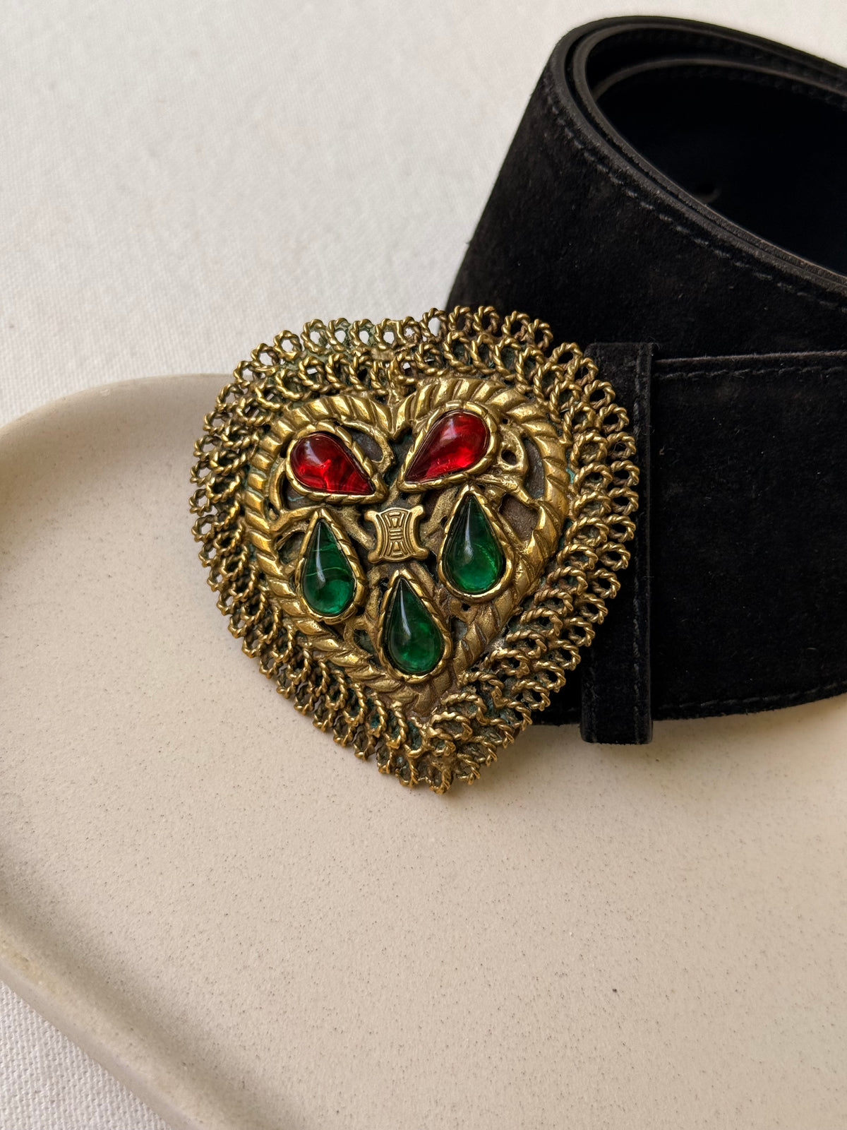 Ceinture Céline vintage - Boucle bijou en pâte de verre