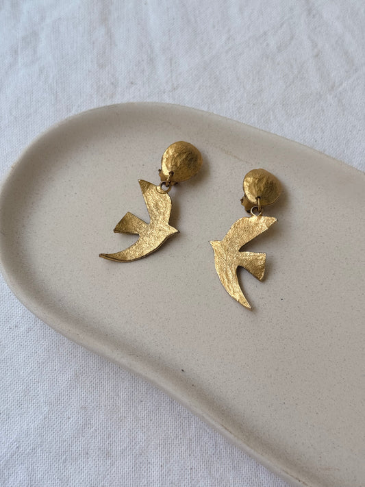 Boucles d’oreilles vintage - Oiseaux dorés