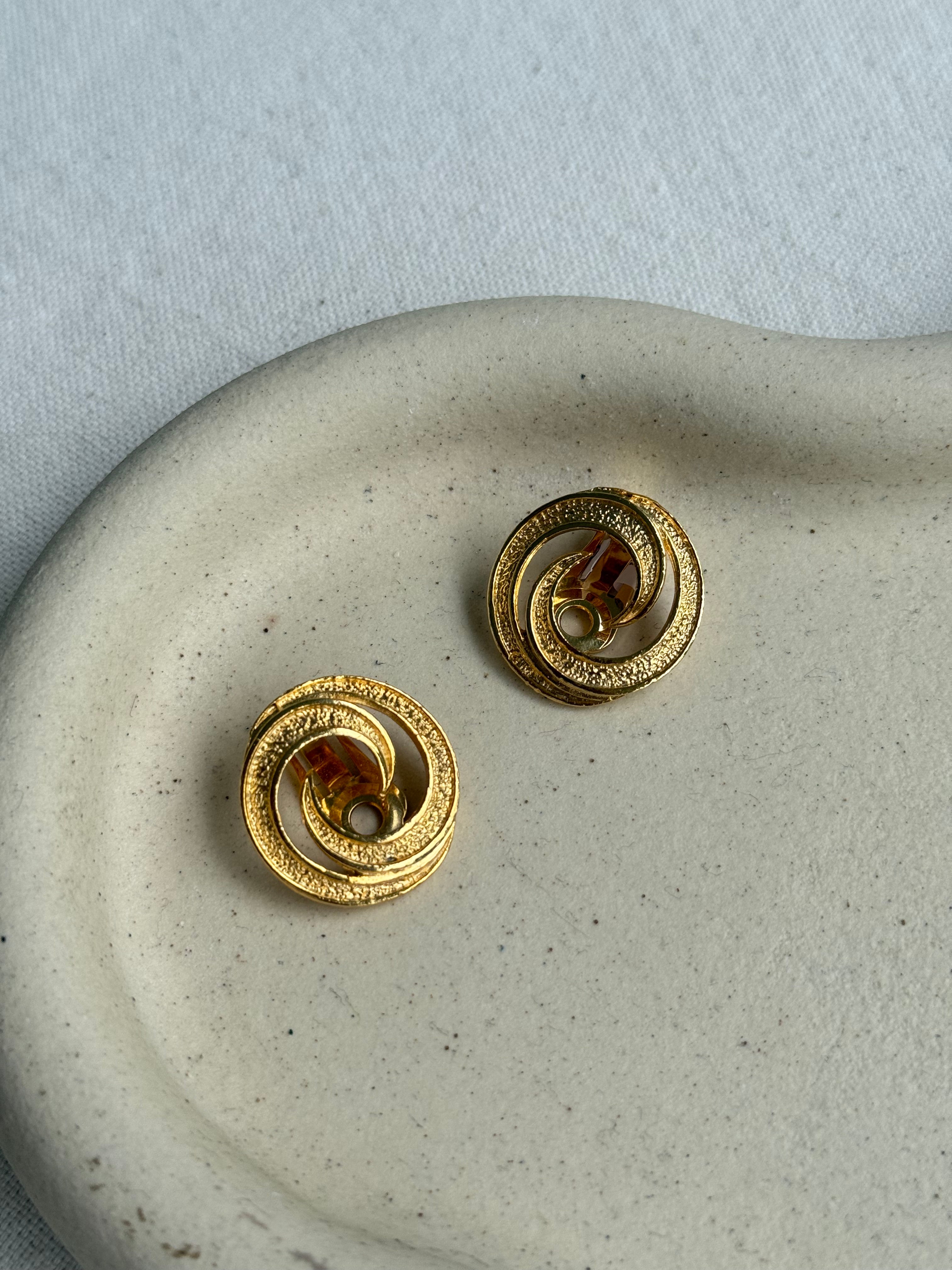 Boucles d’oreilles vintage - Spirales dorées texturées