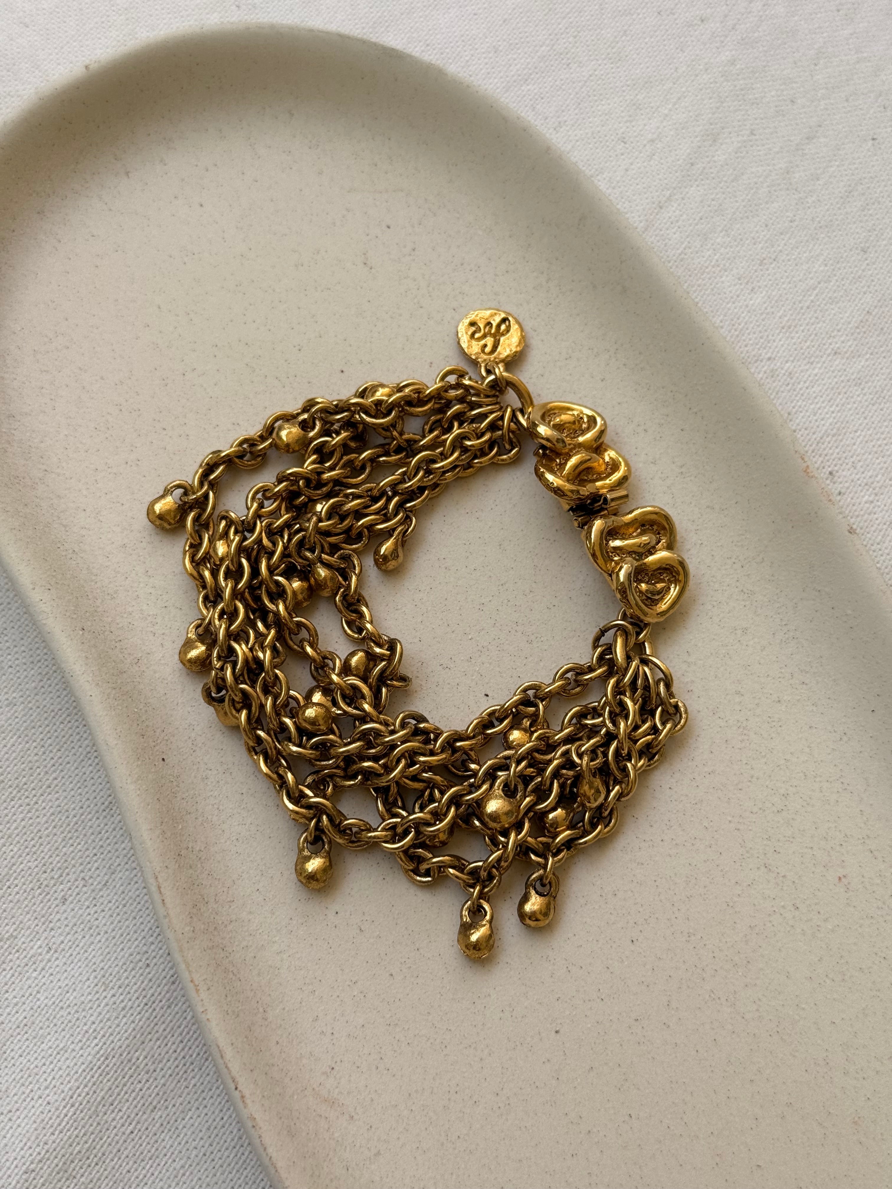 Bracelet Sonia Rykiel vintage - Multi chaînes pampilles