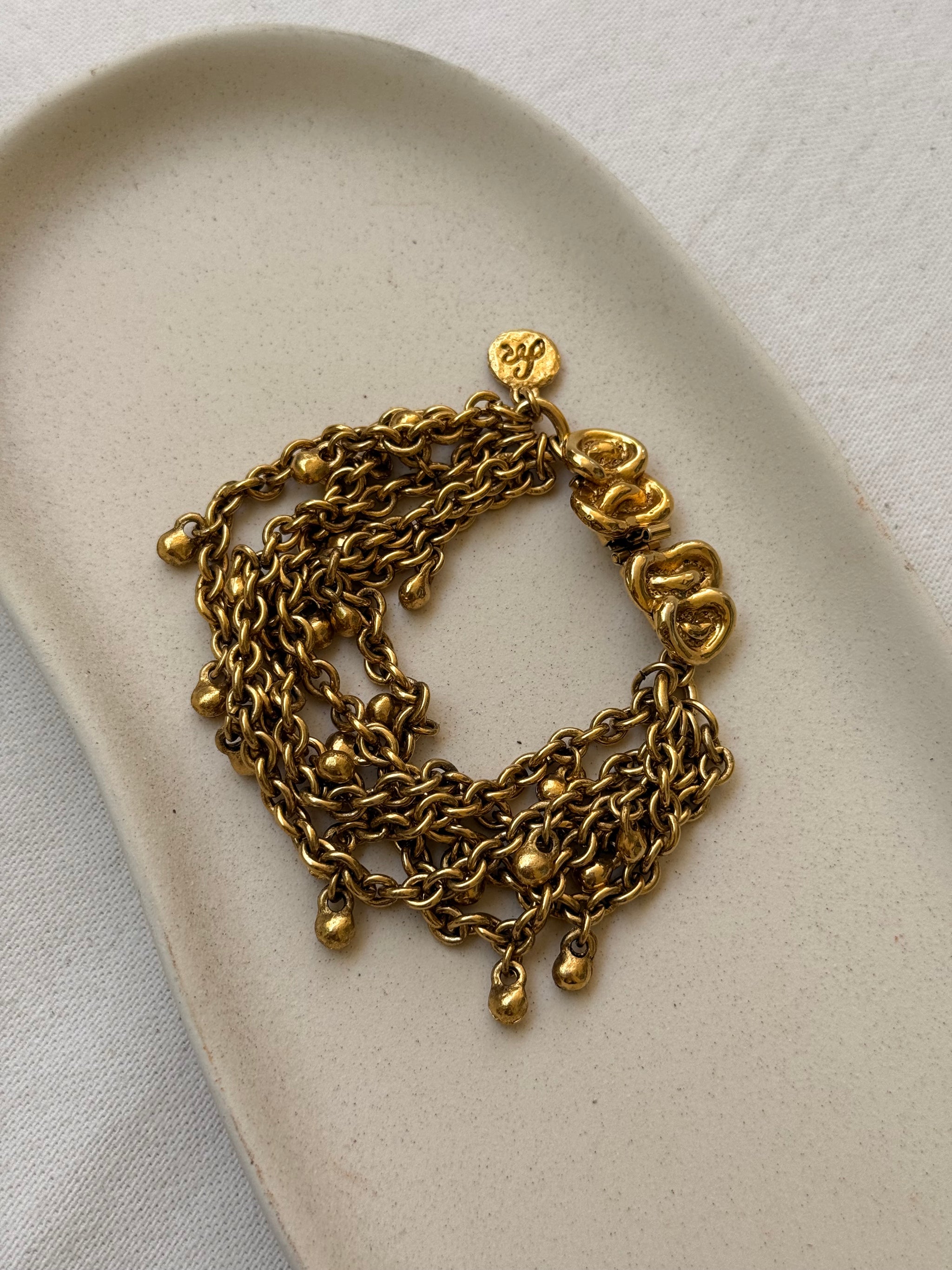 Bracelet Sonia Rykiel vintage - Multi chaînes pampilles