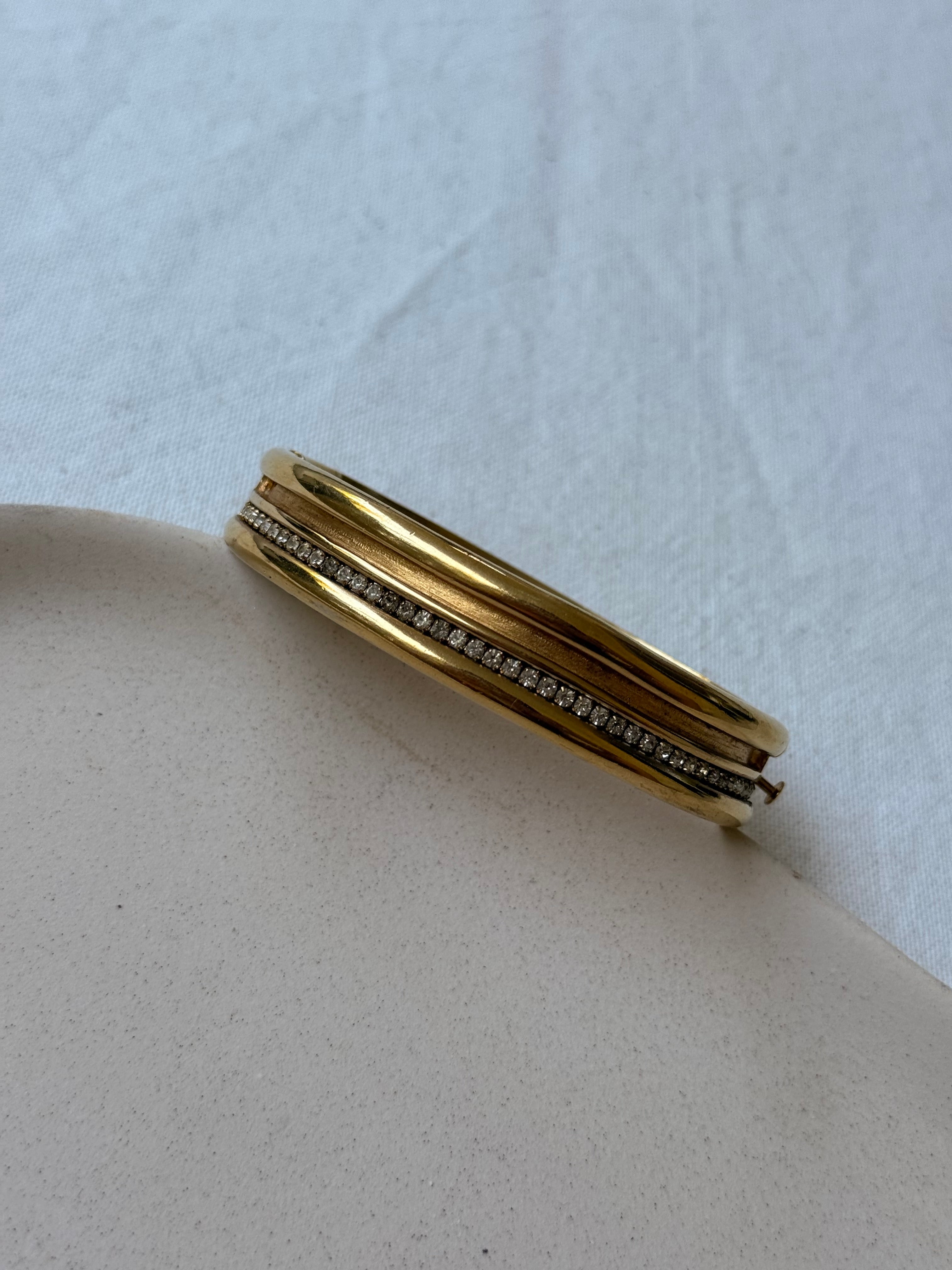 Bracelet Lanvin vintage - Jonc doré et strass