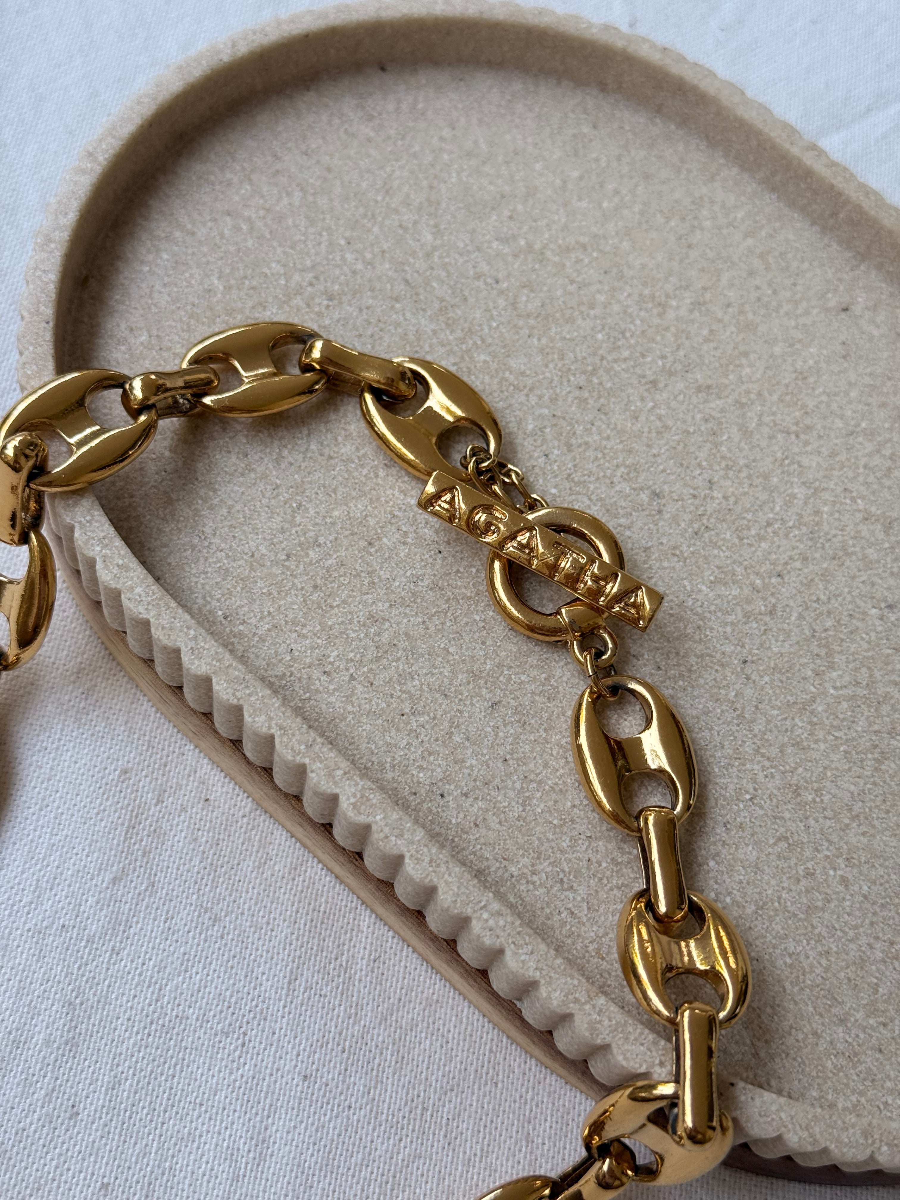 Collier Agatha Vintage - Maille marine dorée
