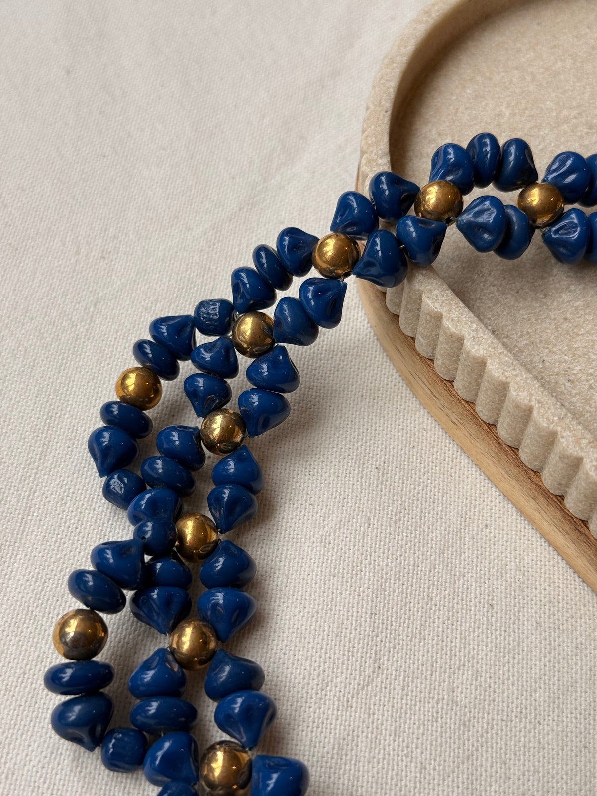 Collier vintage - Pâte de verre bleu cobalt
